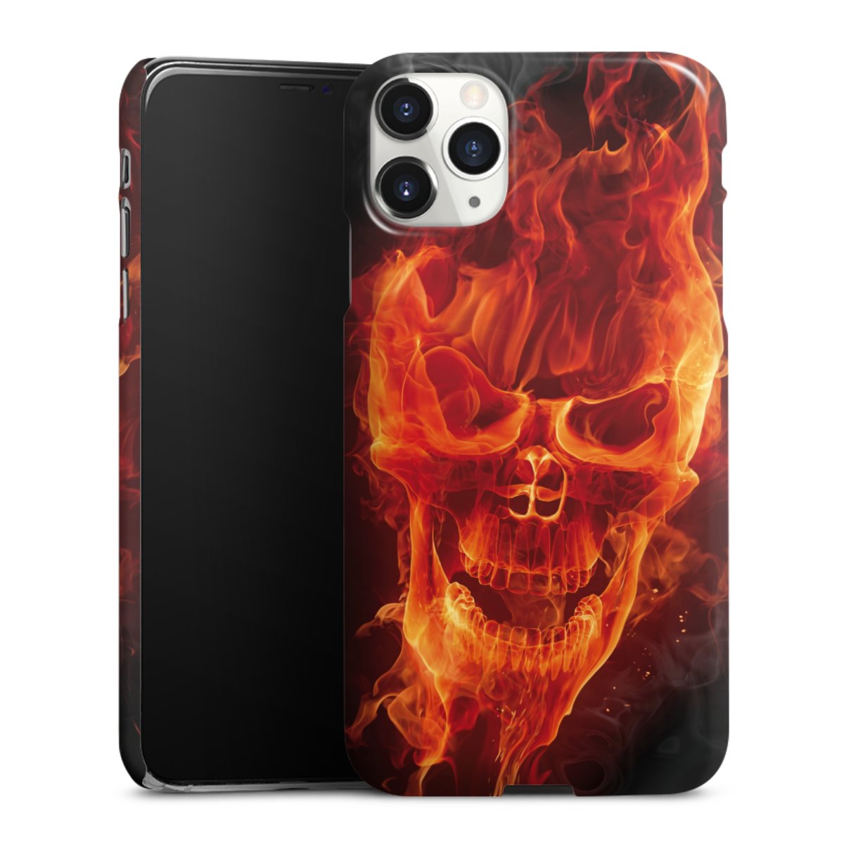 iPhone 11 Pro Max Handy Premium Case Smartphone Handyhülle Schutzhülle glänzend Totenkopf Skull Fire Premium Case