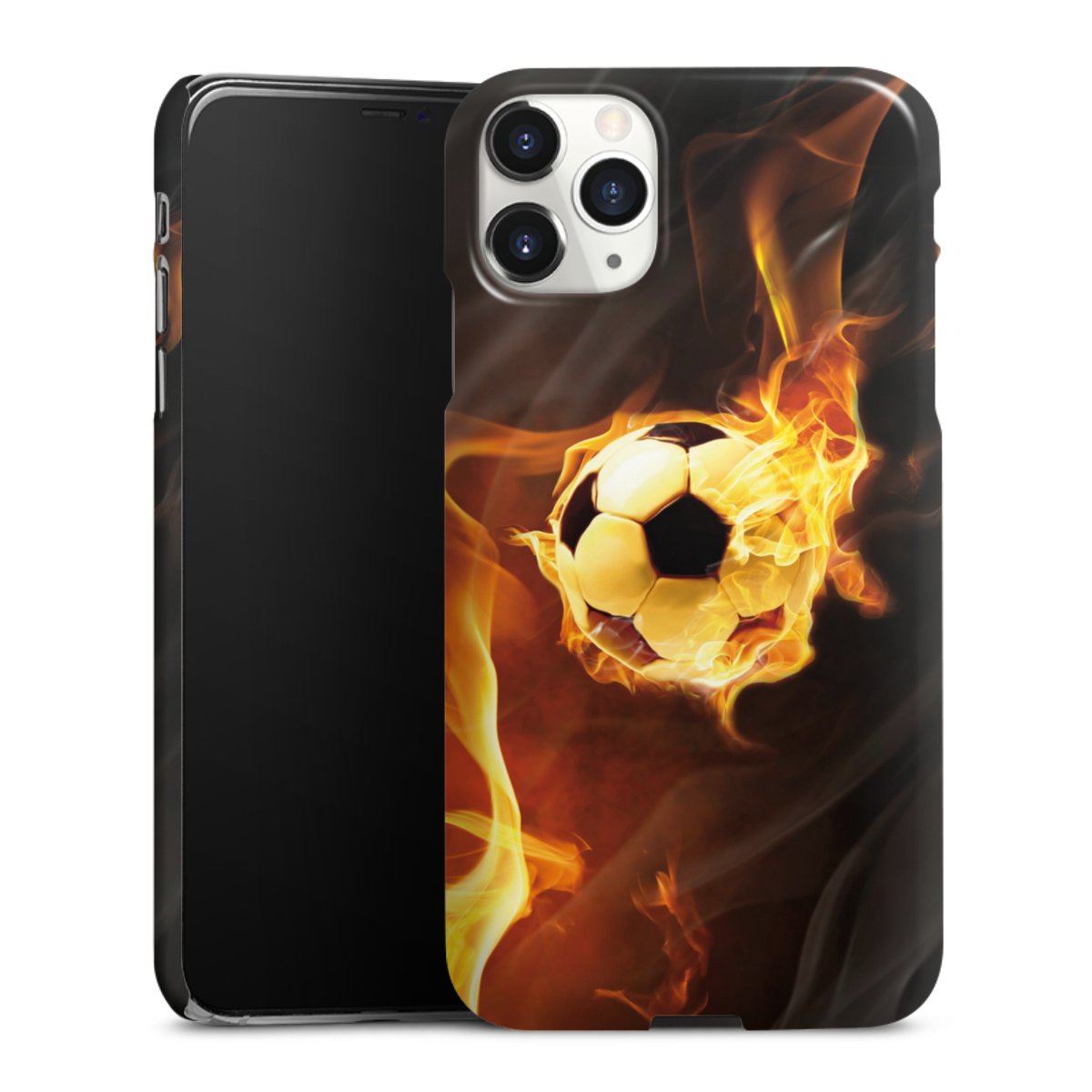 iPhone 11 Pro Max Handy Premium Case Smartphone Handyhülle Schutzhülle glänzend Ball Fire Soccer Premium Case