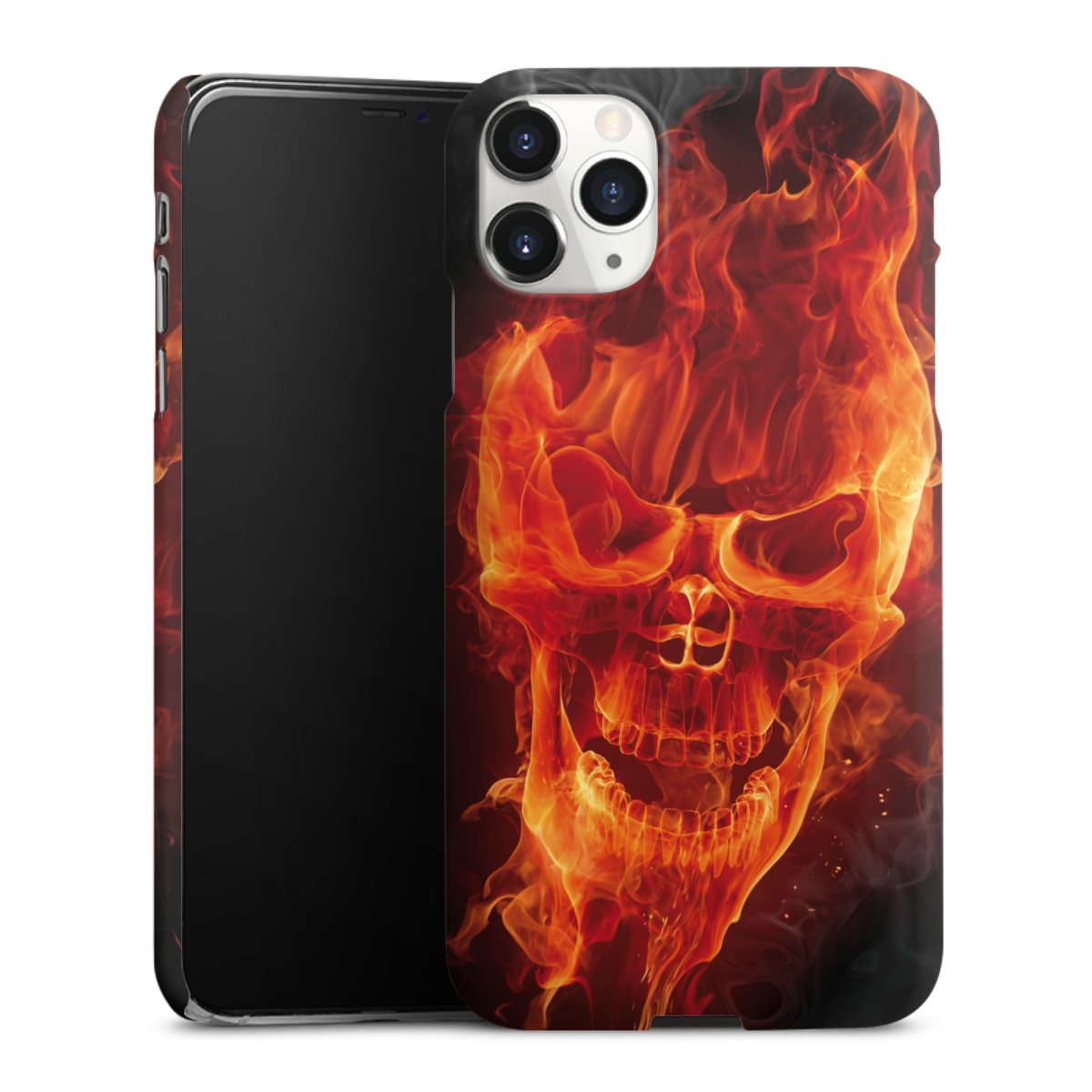 iPhone 11 Pro Max Handy Premium Case Smartphone Handyhülle Schutzhülle matt Totenkopf Skull Fire Premium Case