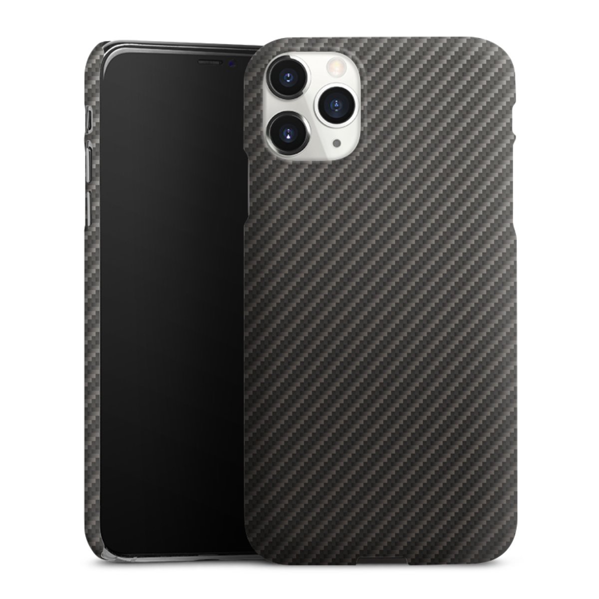 iPhone 11 Pro Max Handy Premium Case Smartphone Handyhülle Schutzhülle matt Metallic Look Carbon Muster Premium Case