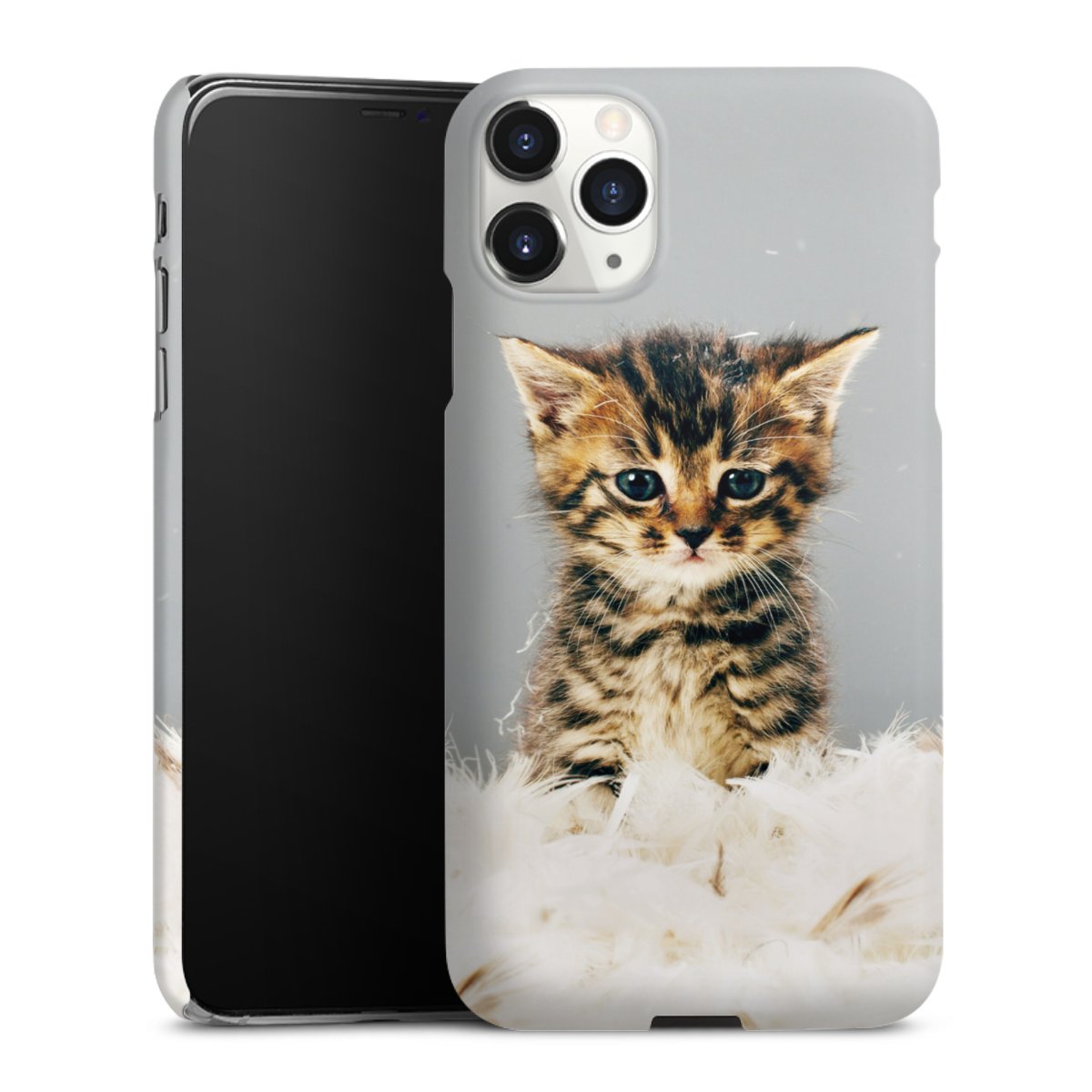 iPhone 11 Pro Max Handy Premium Case Smartphone Handyhülle Schutzhülle matt Cat Feather Pet Premium Case