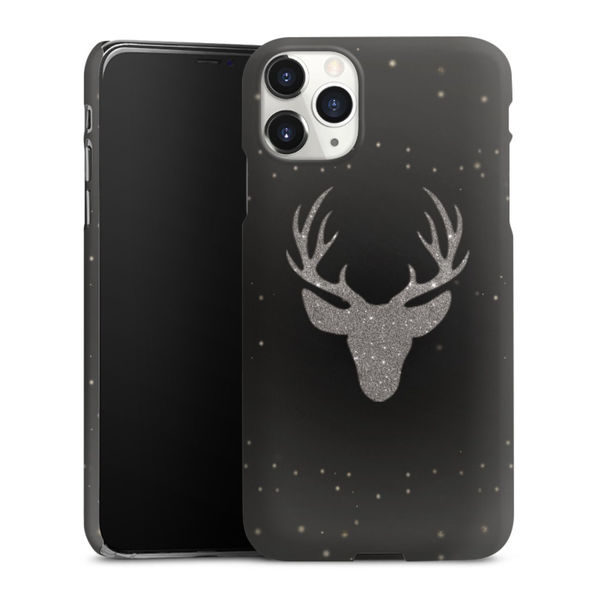 iPhone 11 Pro Max Handy Premium Case Smartphone Handyhülle Schutzhülle matt Winter Deer Glitzer Premium Case