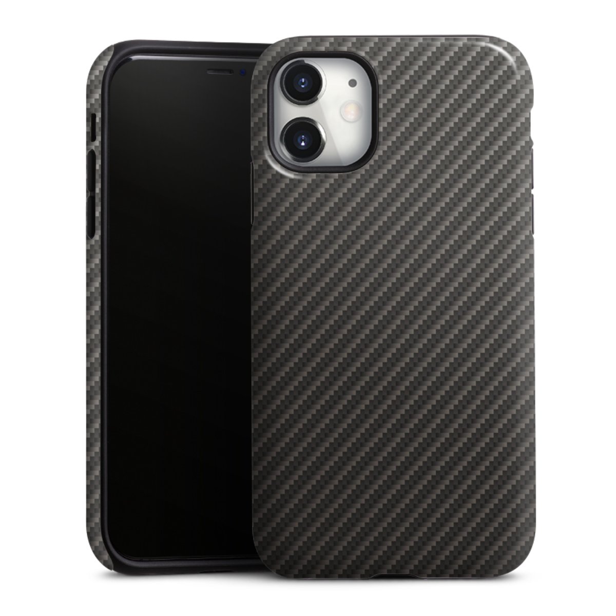 iPhone 11 Handy Panzer Handyhülle robuste Outdoor Hülle Schutzhülle glänzend Metallic Look Carbon Muster Tough Case