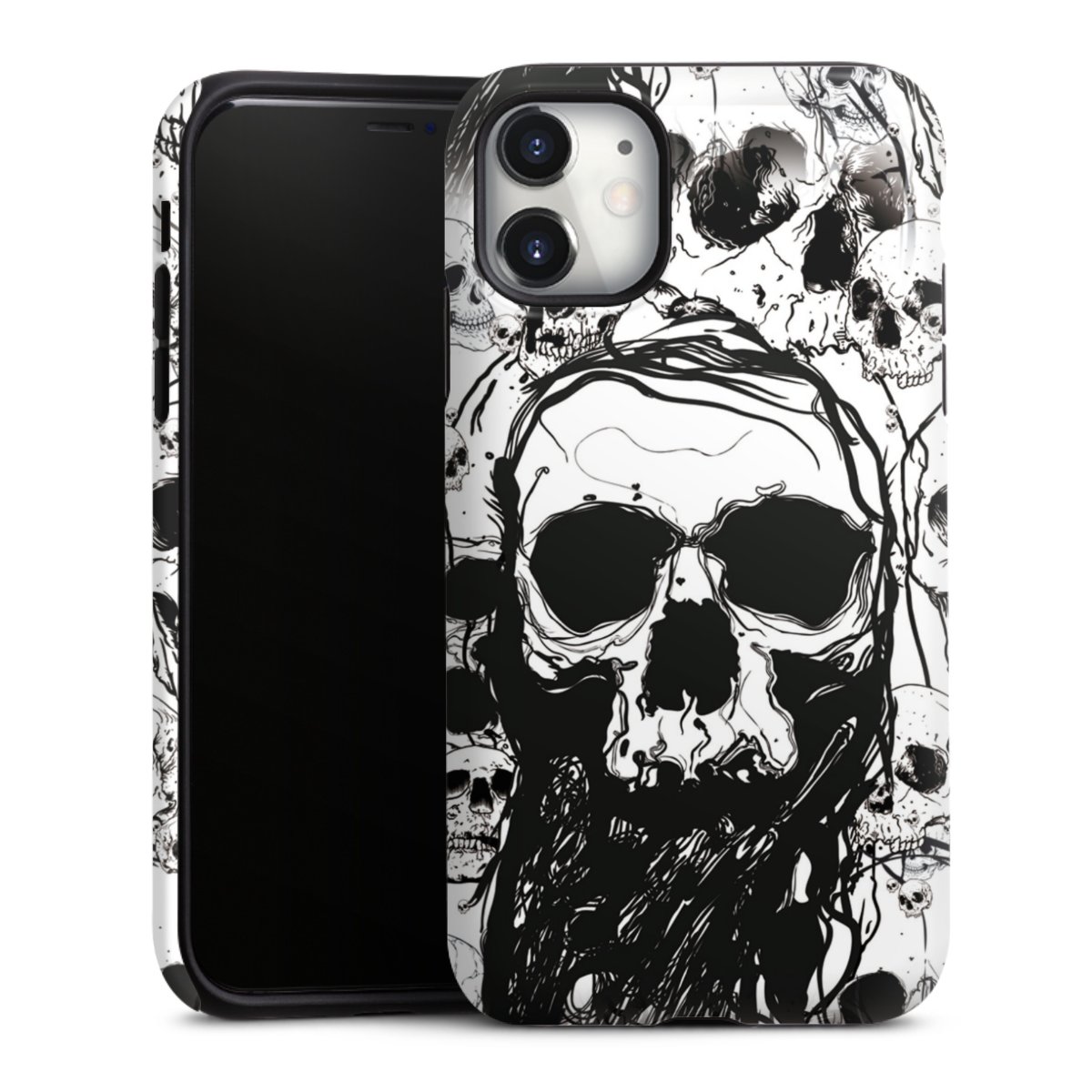 iPhone 11 Handy Panzer Handyhülle robuste Outdoor Hülle Schutzhülle glänzend Totenkopf Halloween Tough Case