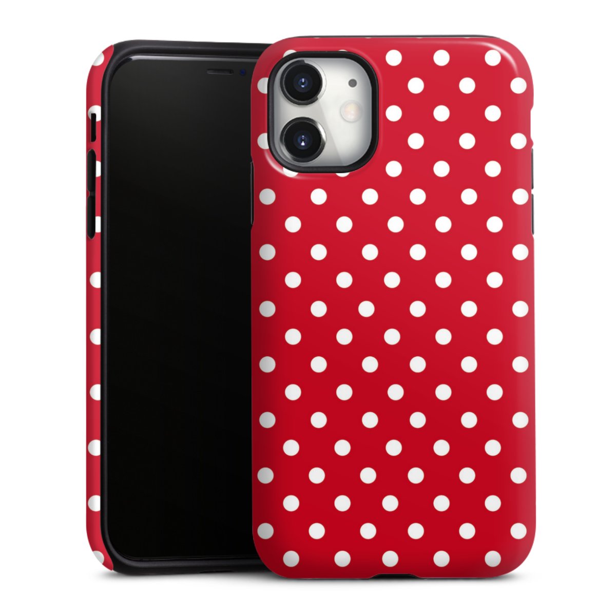 iPhone 11 Handy Panzer Handyhülle robuste Outdoor Hülle Schutzhülle glänzend Points Polka Dots Retro Tough Case