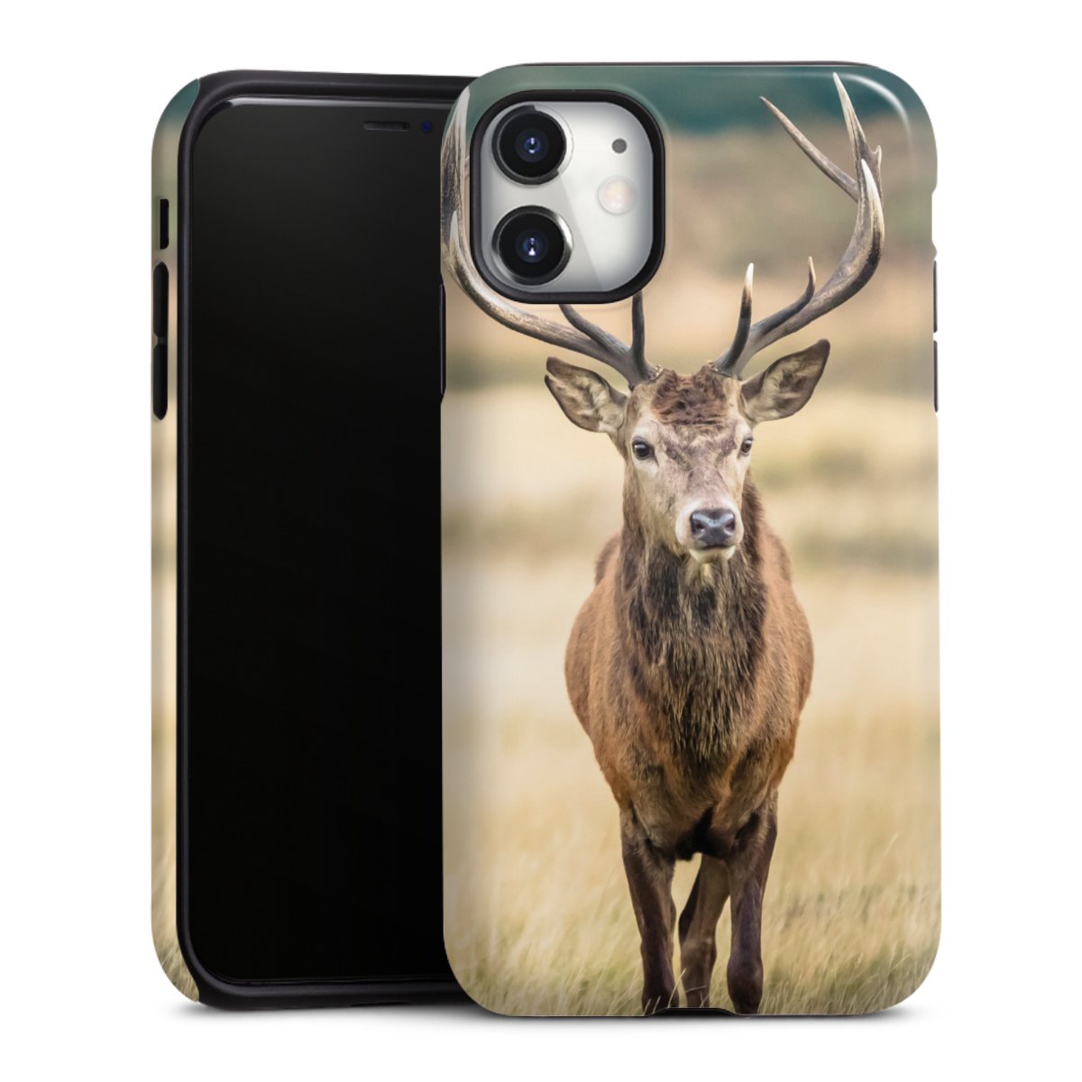 iPhone 11 Handy Panzer Handyhülle robuste Outdoor Hülle Schutzhülle glänzend Deer Meadow Forrest Tough Case