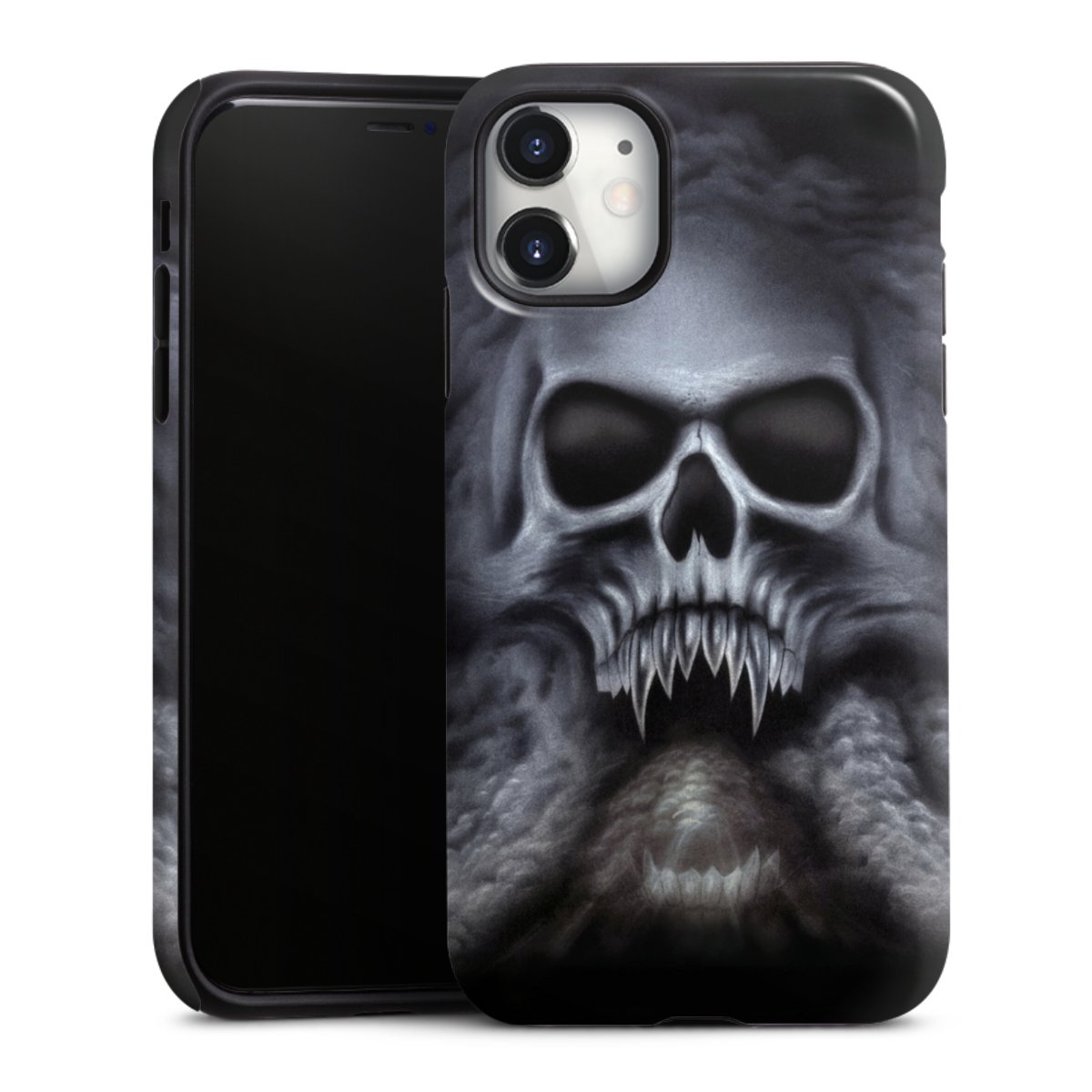 iPhone 11 Handy Panzer Handyhülle robuste Outdoor Hülle Schutzhülle glänzend Totenkopf Skull Tough Case