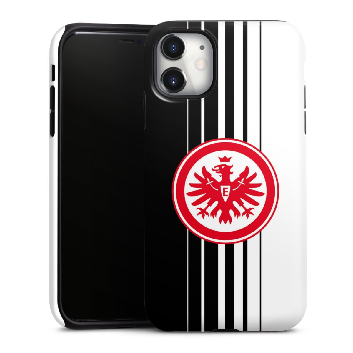 iPhone 11 Handy Panzer Handyhülle robuste Outdoor Hülle Schutzhülle glänzend Stripes Eintracht Frankfurt Official Licensed Product Tough Case