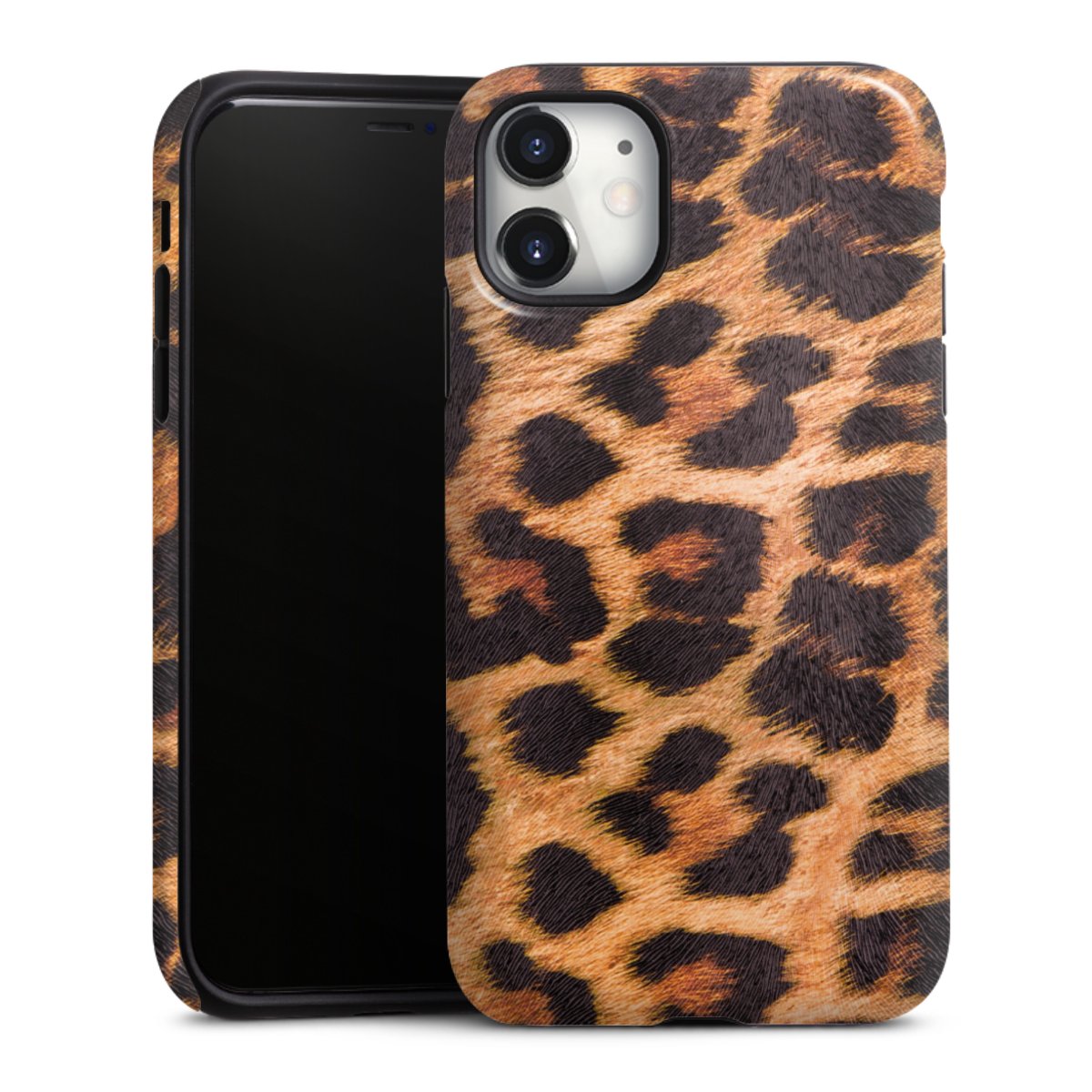 iPhone 11 Handy Panzer Handyhülle robuste Outdoor Hülle Schutzhülle glänzend Animal Print Leopard Fur Tough Case