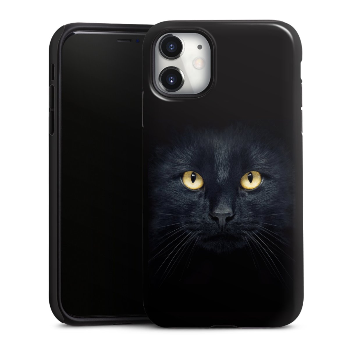 iPhone 11 Handy Panzer Handyhülle robuste Outdoor Hülle Schutzhülle glänzend Eye Cat Black Tough Case