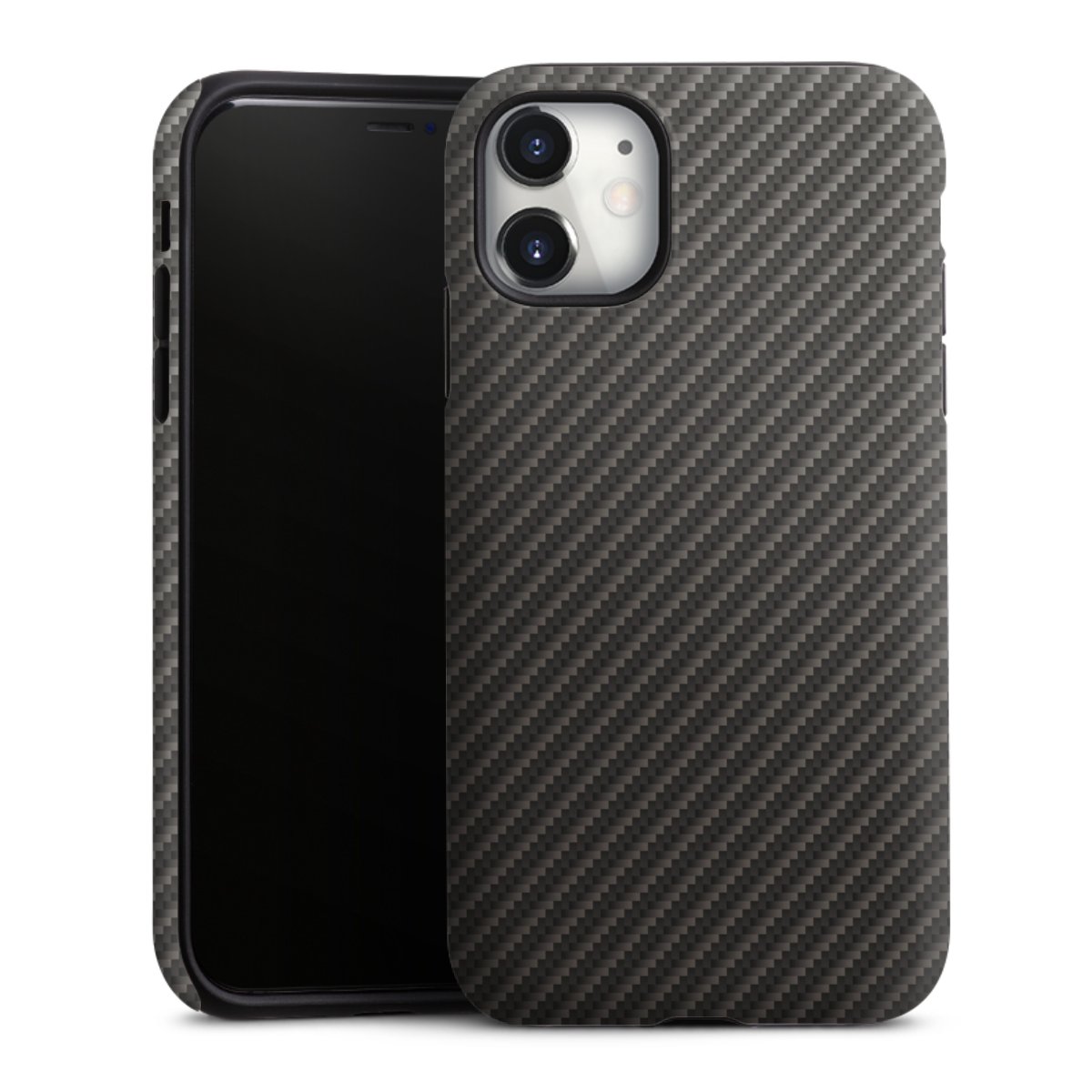 iPhone 11 Handy Panzer Handyhülle robuste Outdoor Hülle Schutzhülle matt Metallic Look Carbon Muster Tough Case