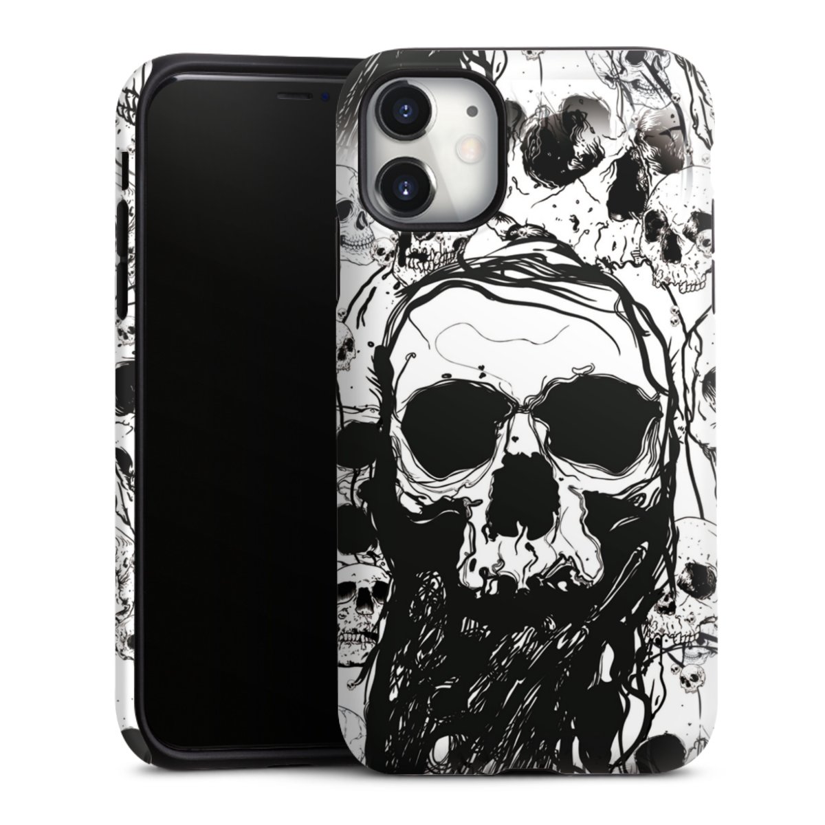 iPhone 11 Handy Panzer Handyhülle robuste Outdoor Hülle Schutzhülle matt Totenkopf Halloween Tough Case