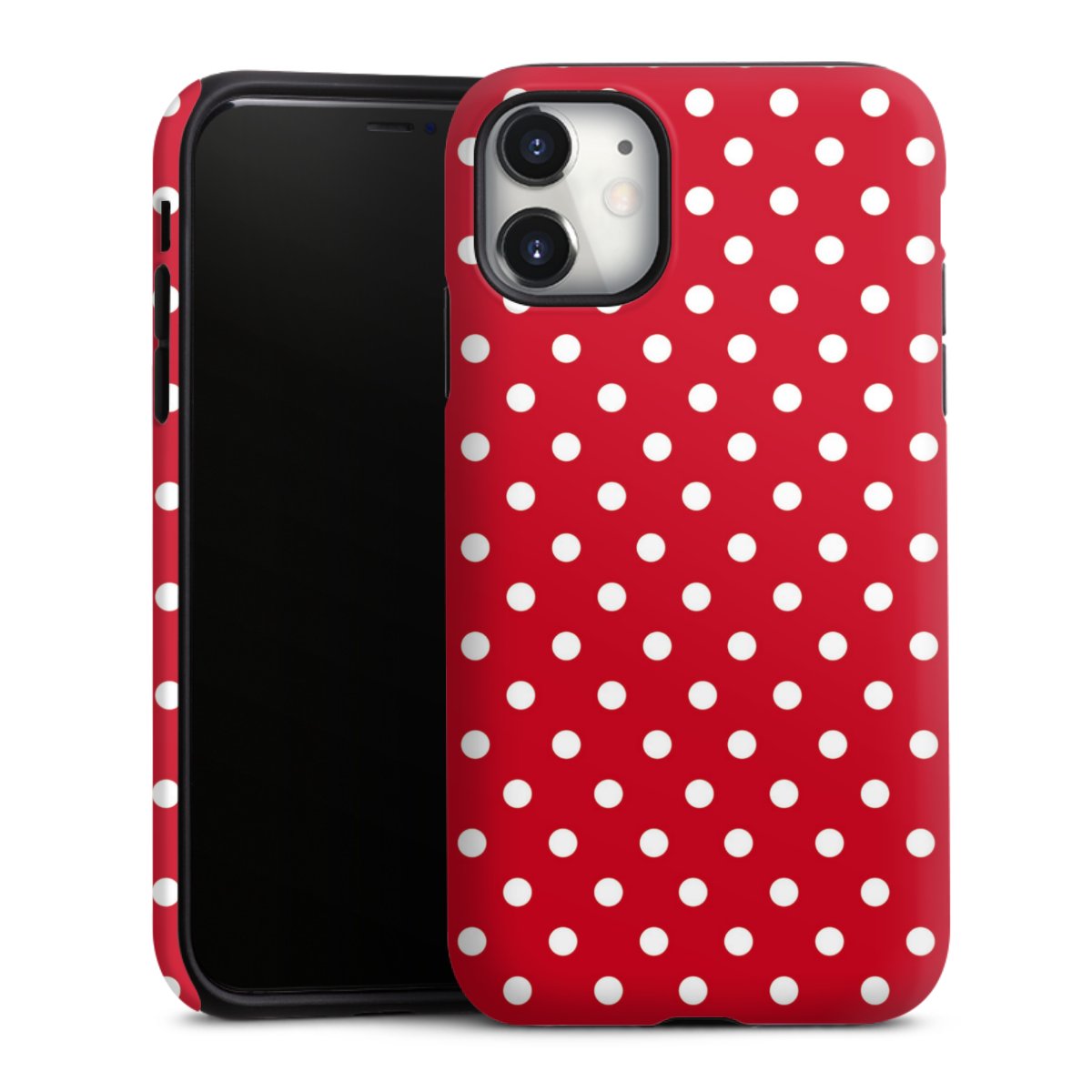 iPhone 11 Handy Panzer Handyhülle robuste Outdoor Hülle Schutzhülle matt Points Polka Dots Retro Tough Case