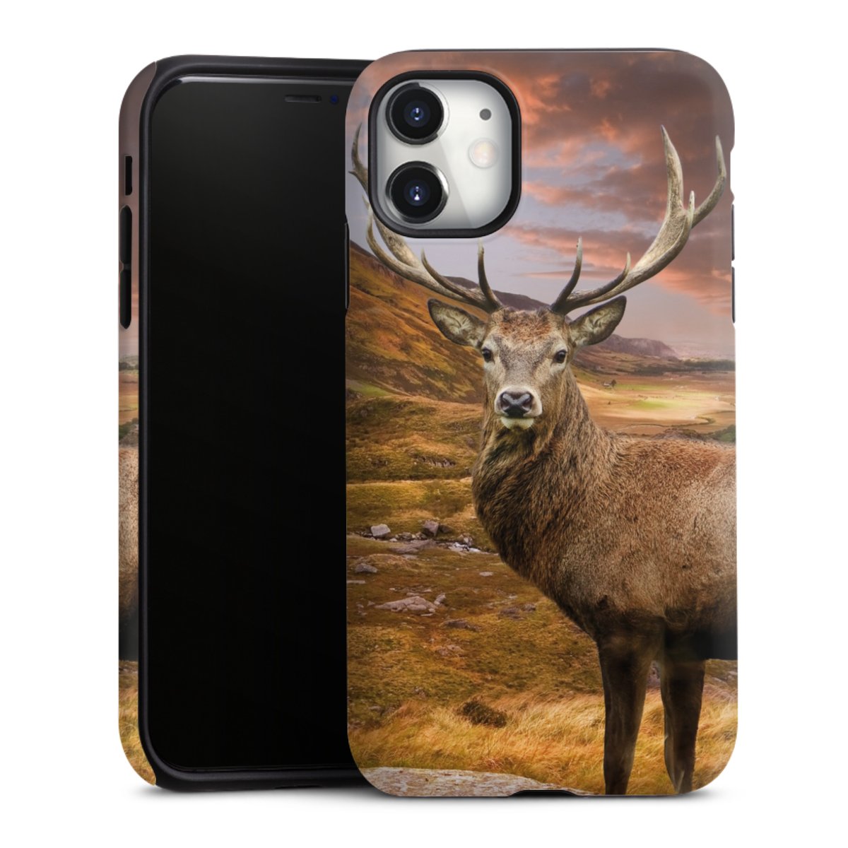 iPhone 11 Handy Panzer Handyhülle robuste Outdoor Hülle Schutzhülle matt Meadow Mountain Deer Tough Case