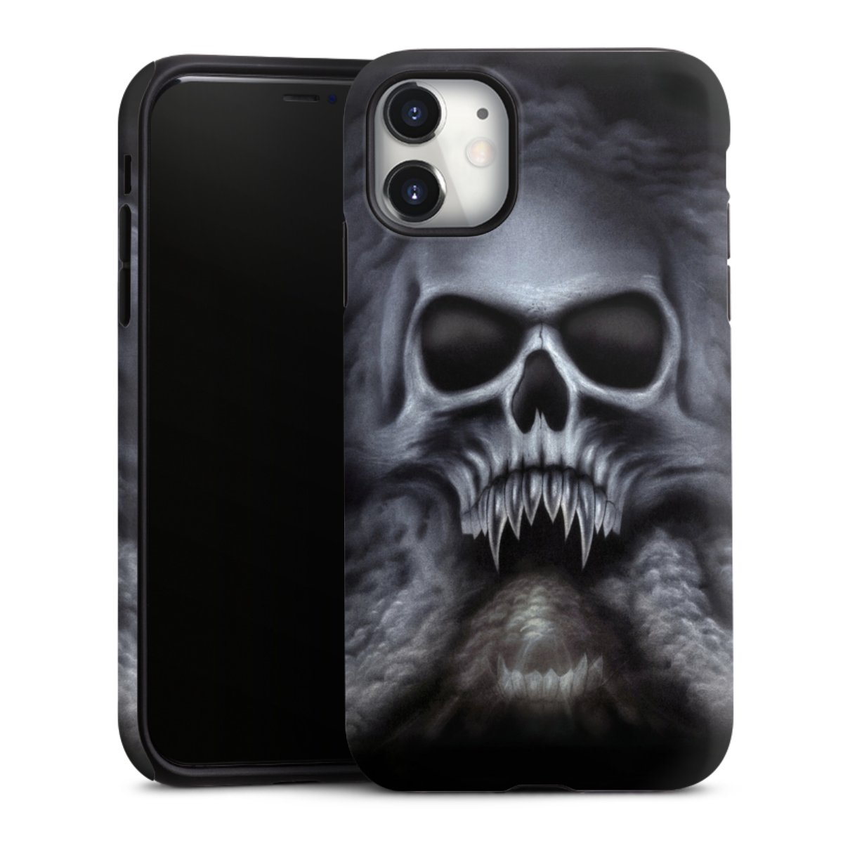 iPhone 11 Handy Panzer Handyhülle robuste Outdoor Hülle Schutzhülle matt Totenkopf Skull Tough Case