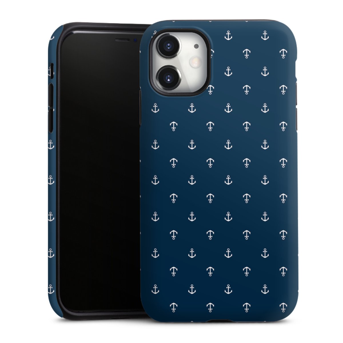 iPhone 11 Handy Panzer Handyhülle robuste Outdoor Hülle Schutzhülle matt Muster Anchor Sail Tough Case