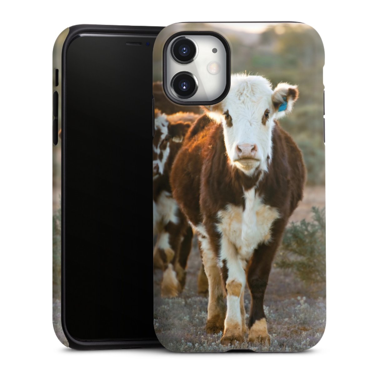 iPhone 11 Handy Panzer Handyhülle robuste Outdoor Hülle Schutzhülle matt Cow Farmer Calf Tough Case