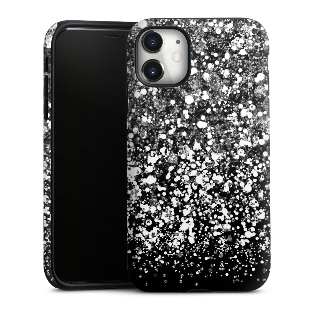 iPhone 11 Handy Panzer Handyhülle robuste Outdoor Hülle Schutzhülle matt Glitzer Snowflake Muster Tough Case