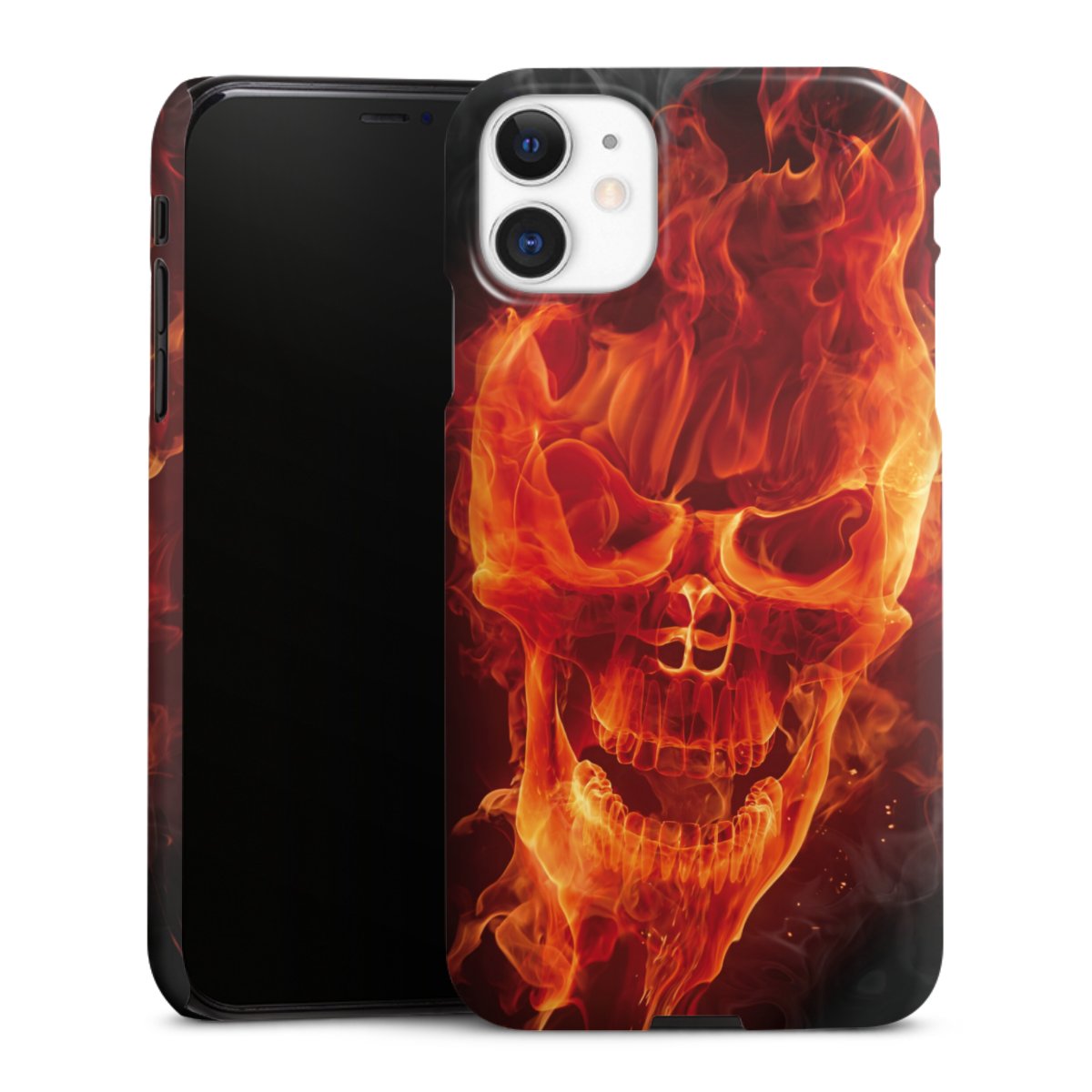 iPhone 11 Handy Premium Case Smartphone Handyhülle Schutzhülle glänzend Totenkopf Skull Fire Premium Case