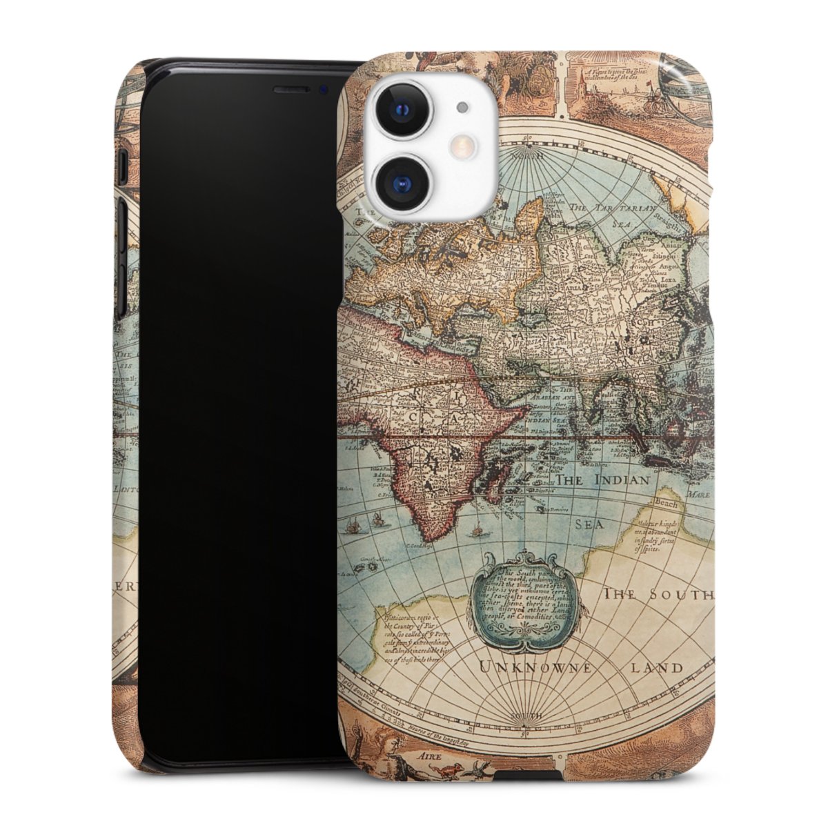 iPhone 11 Handy Premium Case Smartphone Handyhülle Schutzhülle glänzend World Map Vintage Map Premium Case