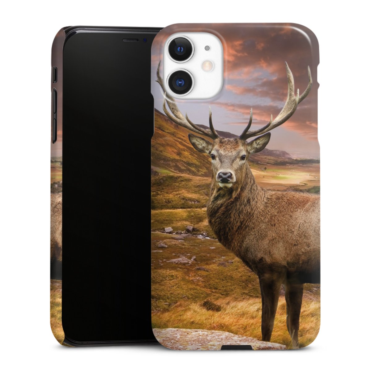 iPhone 11 Handy Premium Case Smartphone Handyhülle Schutzhülle glänzend Meadow Mountain Deer Premium Case