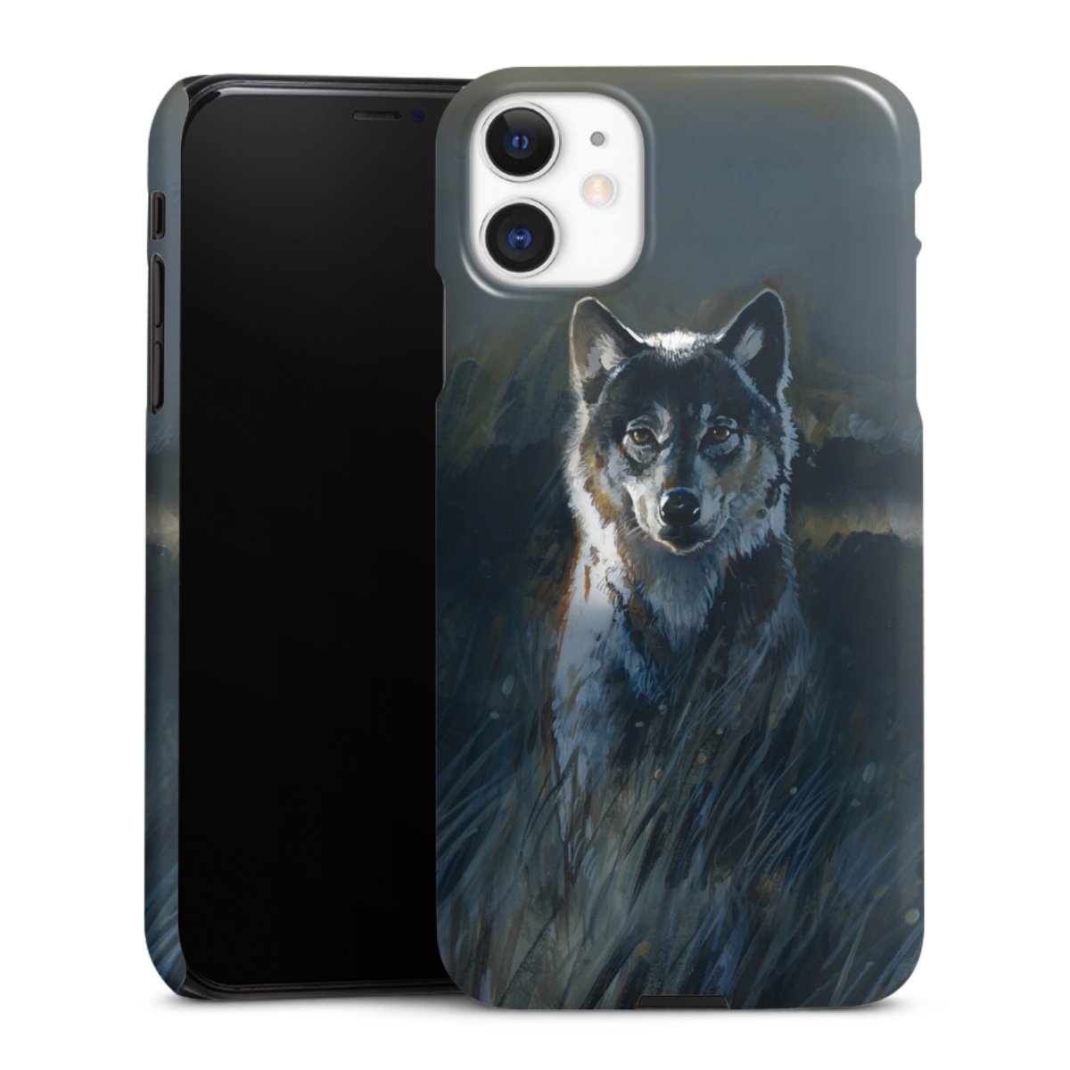 iPhone 11 Handy Premium Case Smartphone Handyhülle Schutzhülle glänzend Nature Wolf Painting Premium Case