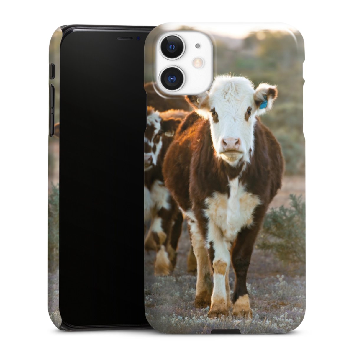 iPhone 11 Handy Premium Case Smartphone Handyhülle Schutzhülle glänzend Cow Farmer Calf Premium Case