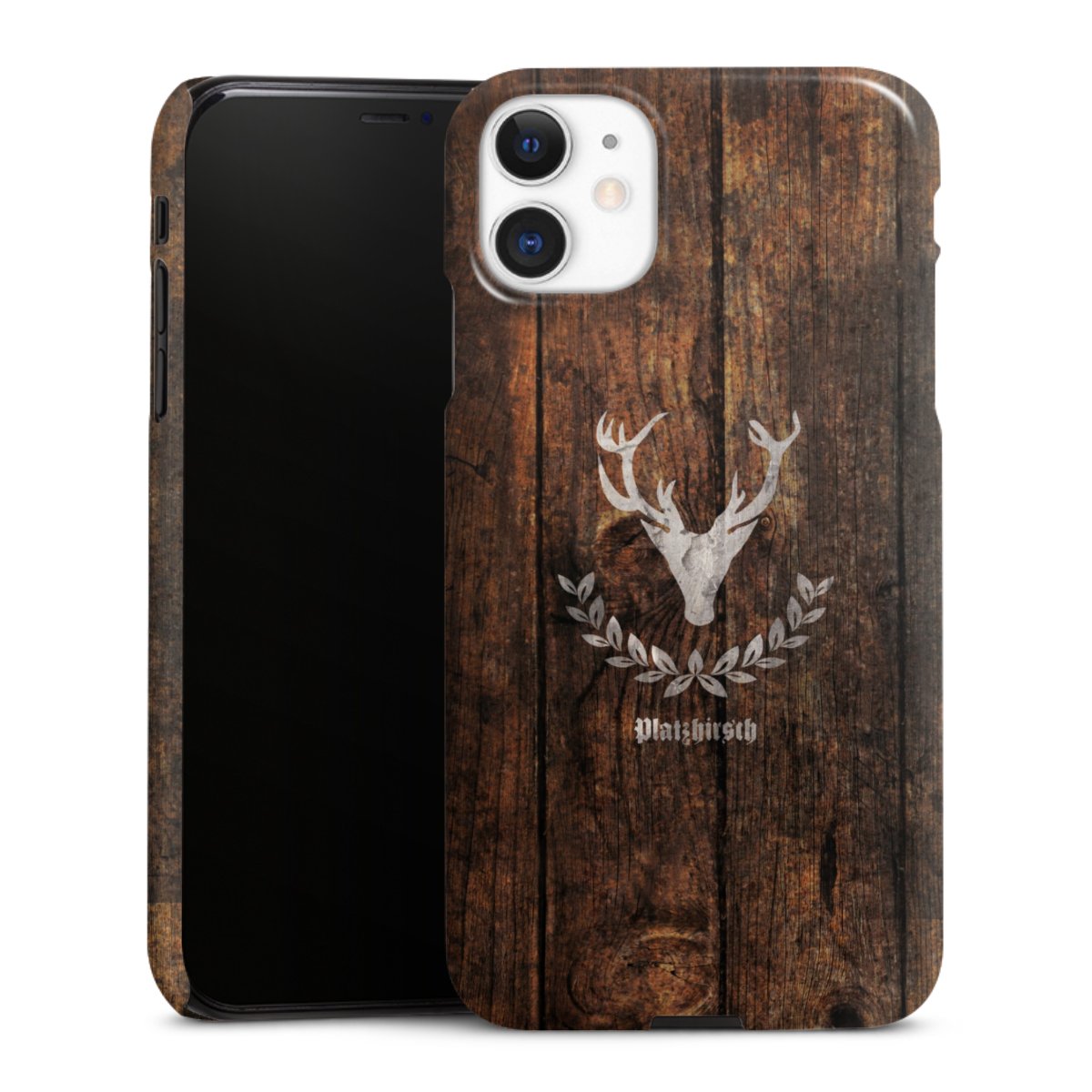 iPhone 11 Handy Premium Case Smartphone Handyhülle Schutzhülle glänzend Deer Wood Wooden Look Premium Case