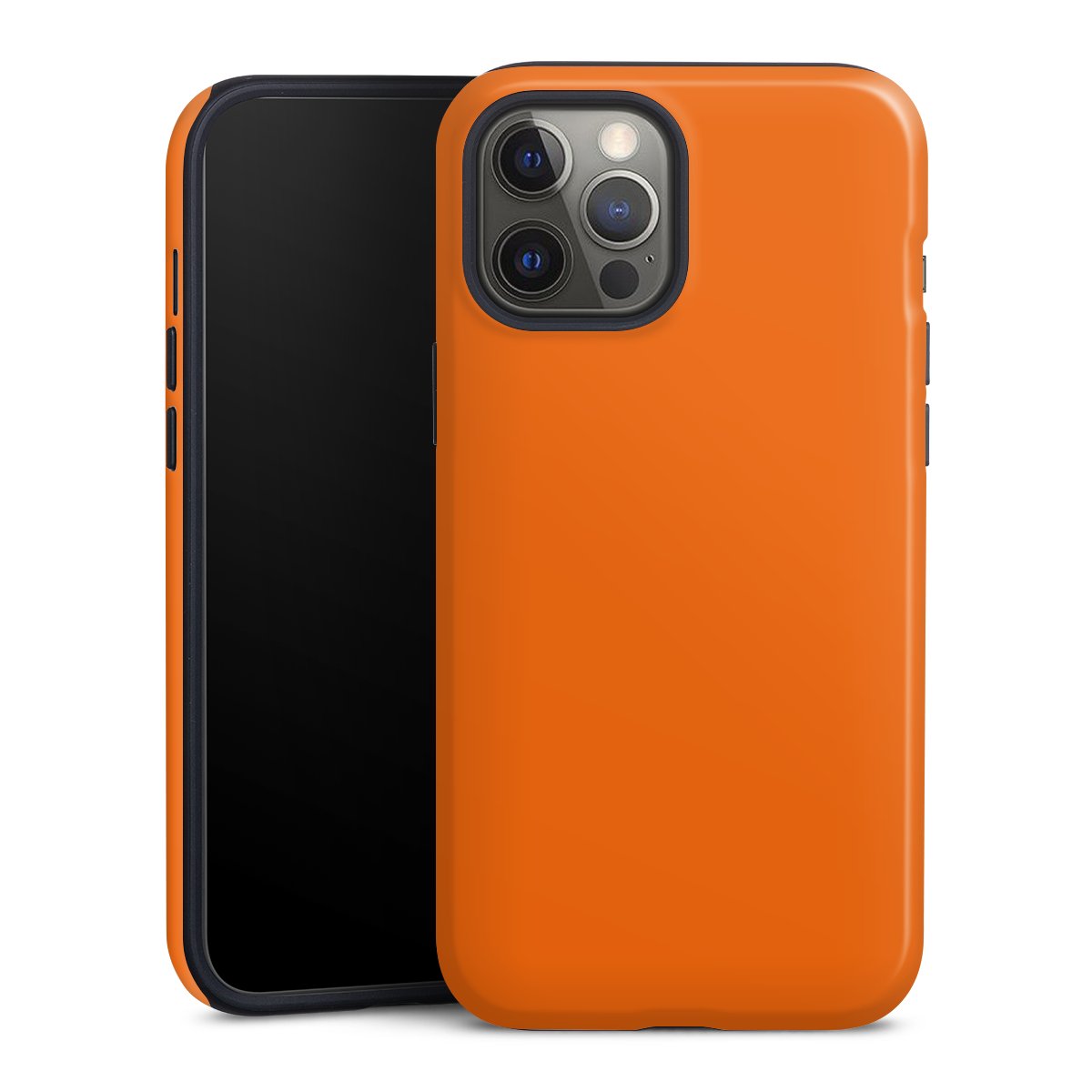 iPhone 12 Pro Max Handy Panzer Handyhülle robuste Outdoor Hülle Schutzhülle glänzend Orange Colour Unicoloured Tough Case