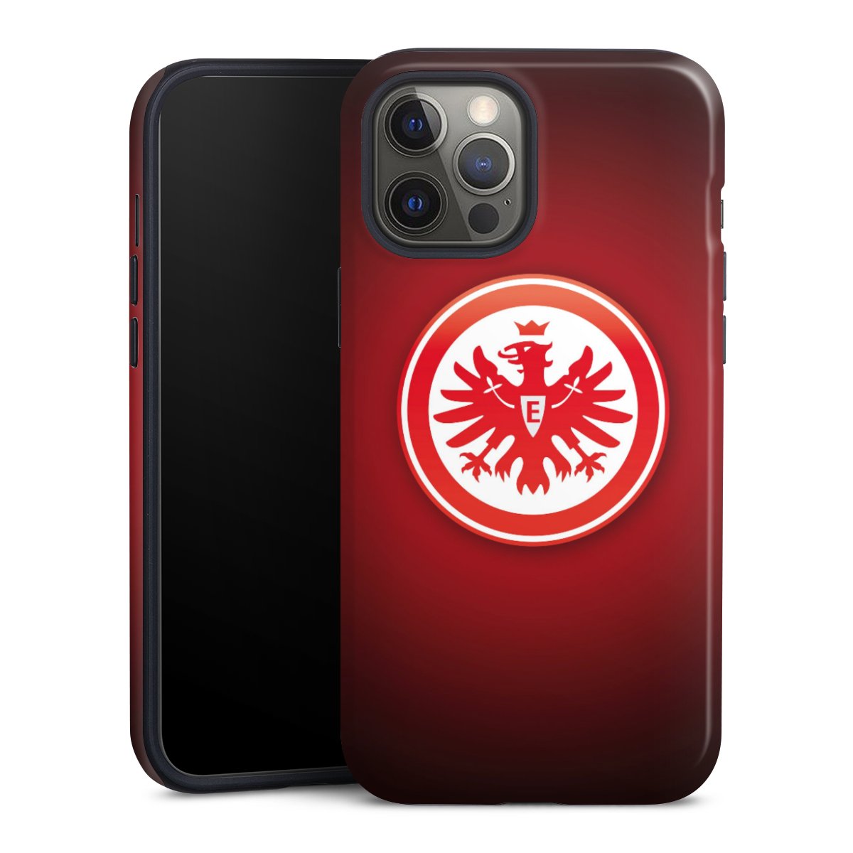 iPhone 12 Pro Max Handy Panzer Handyhülle robuste Outdoor Hülle Schutzhülle glänzend Eintracht Frankfurt Official Licensed Product Coat Of Arms Tough Case