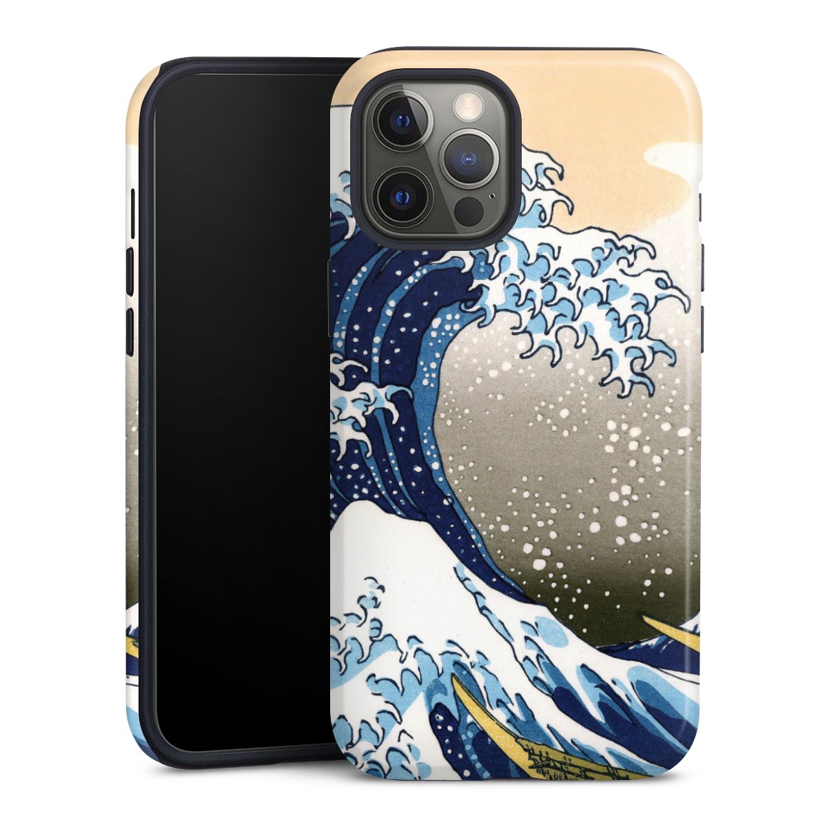 iPhone 12 Pro Max Handy Panzer Handyhülle robuste Outdoor Hülle Schutzhülle glänzend Kunst Katsushika Hokusai Die Große Welle Vor Kanagawa Tough Case