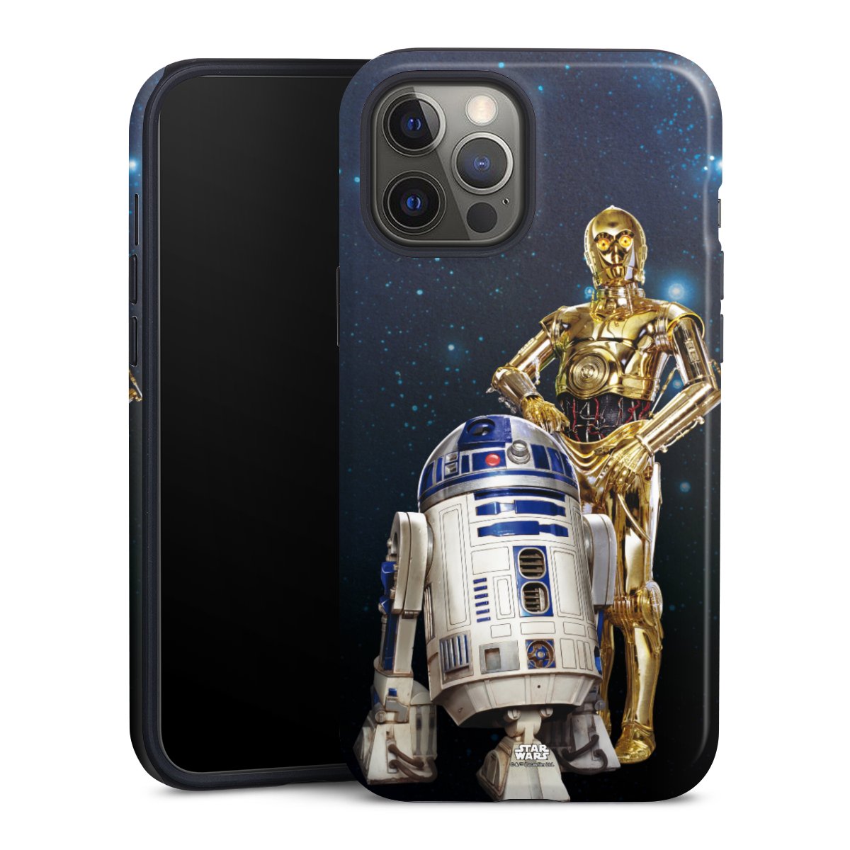 iPhone 12 Pro Max Handy Panzer Handyhülle robuste Outdoor Hülle Schutzhülle glänzend Weltall Star Wars R2d2 Tough Case