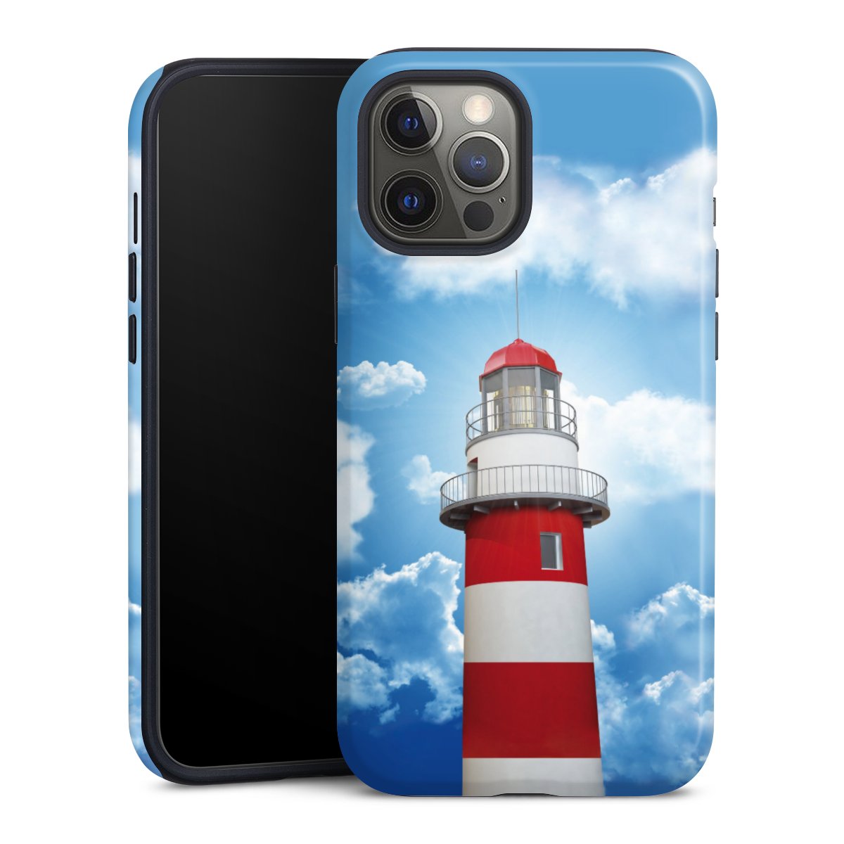 iPhone 12 Pro Max Handy Panzer Handyhülle robuste Outdoor Hülle Schutzhülle glänzend Lighthouse Sky Cloud Tough Case