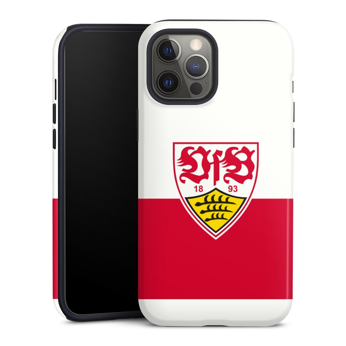 iPhone 12 Pro Max Handy Panzer Handyhülle robuste Outdoor Hülle Schutzhülle glänzend Official Licensed Product Logo Vfb Stuttgart Tough Case