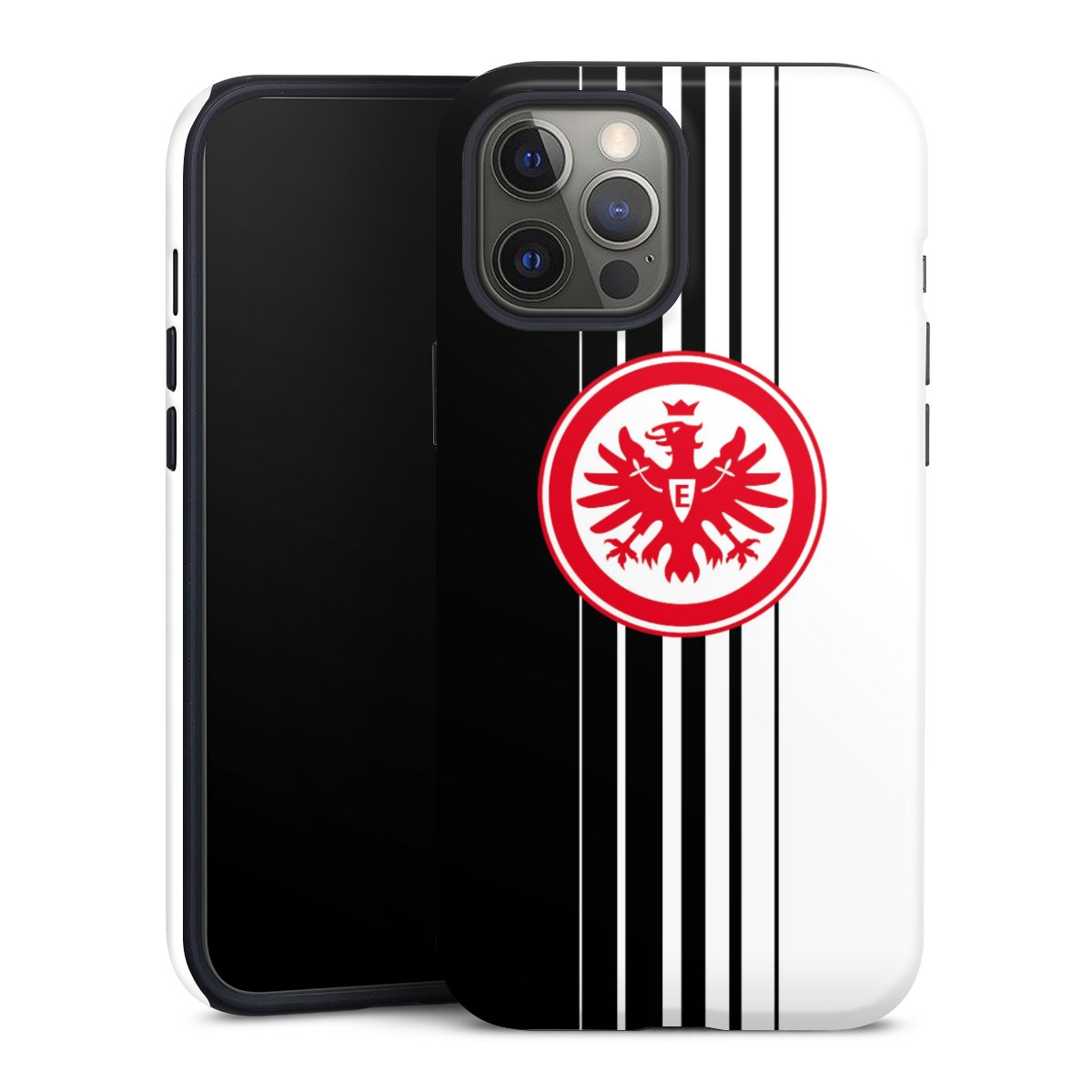 iPhone 12 Pro Max Handy Panzer Handyhülle robuste Outdoor Hülle Schutzhülle glänzend Stripes Eintracht Frankfurt Official Licensed Product Tough Case