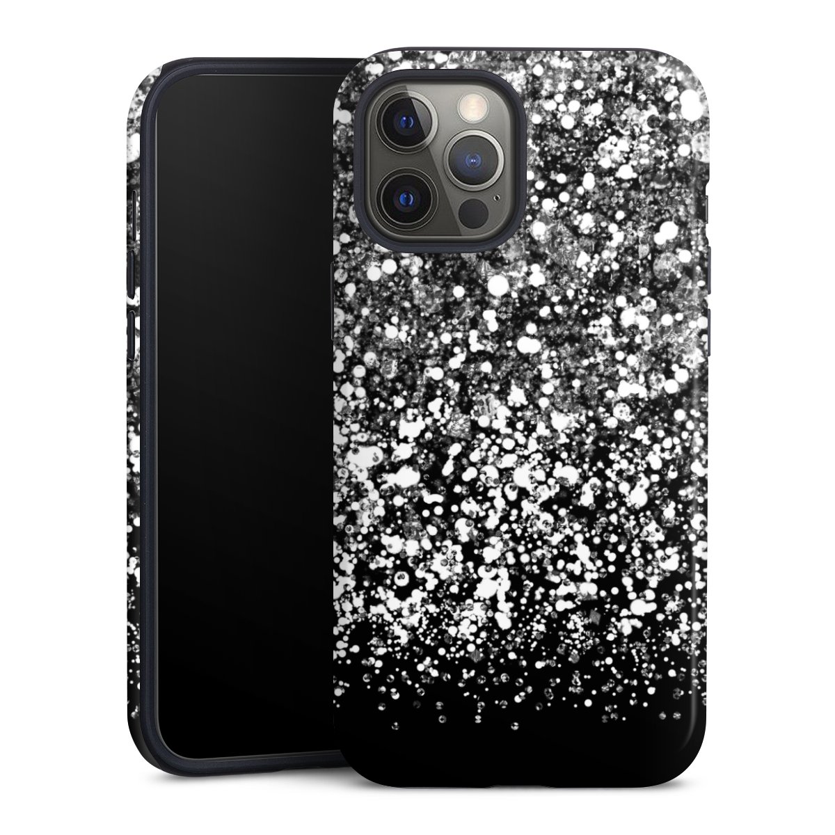 iPhone 12 Pro Max Handy Panzer Handyhülle robuste Outdoor Hülle Schutzhülle glänzend Glitzer Snowflake Muster Tough Case