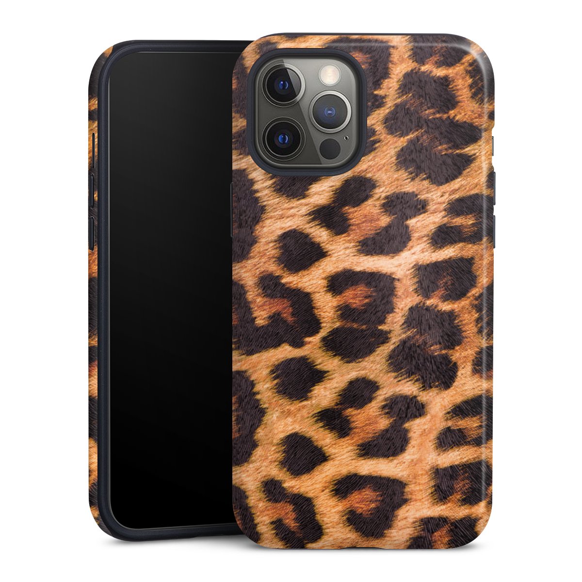 iPhone 12 Pro Max Handy Panzer Handyhülle robuste Outdoor Hülle Schutzhülle glänzend Animal Print Leopard Fur Tough Case