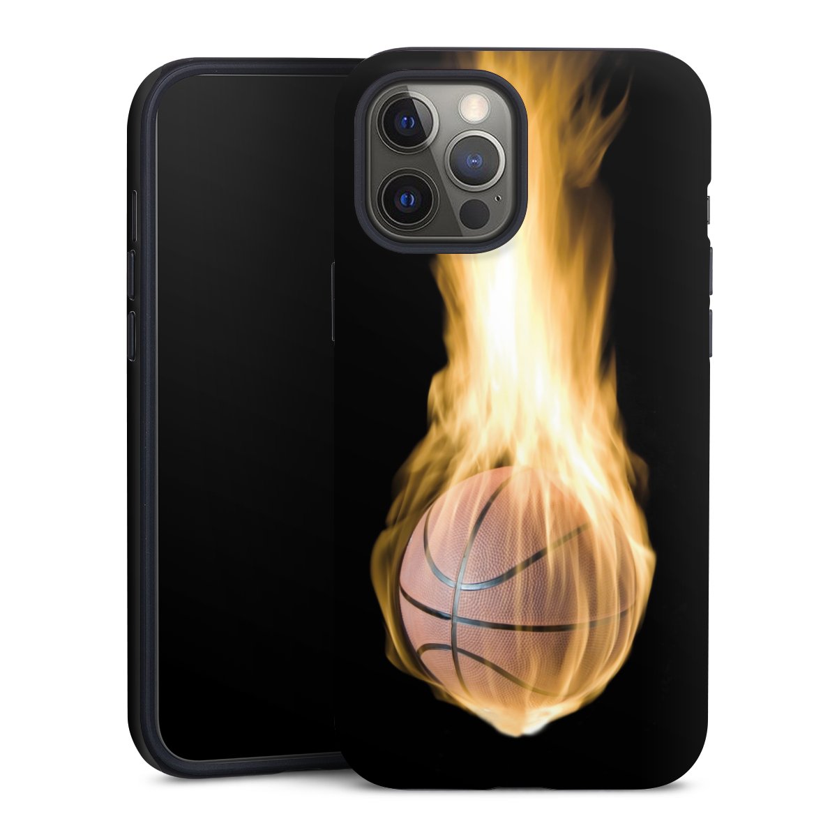 iPhone 12 Pro Max Handy Panzer Handyhülle robuste Outdoor Hülle Schutzhülle matt Sports Basketball Fire Tough Case