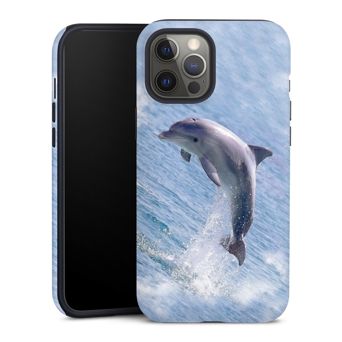 iPhone 12 Pro Max Handy Panzer Handyhülle robuste Outdoor Hülle Schutzhülle matt Ocean Wale Dolphin Tough Case