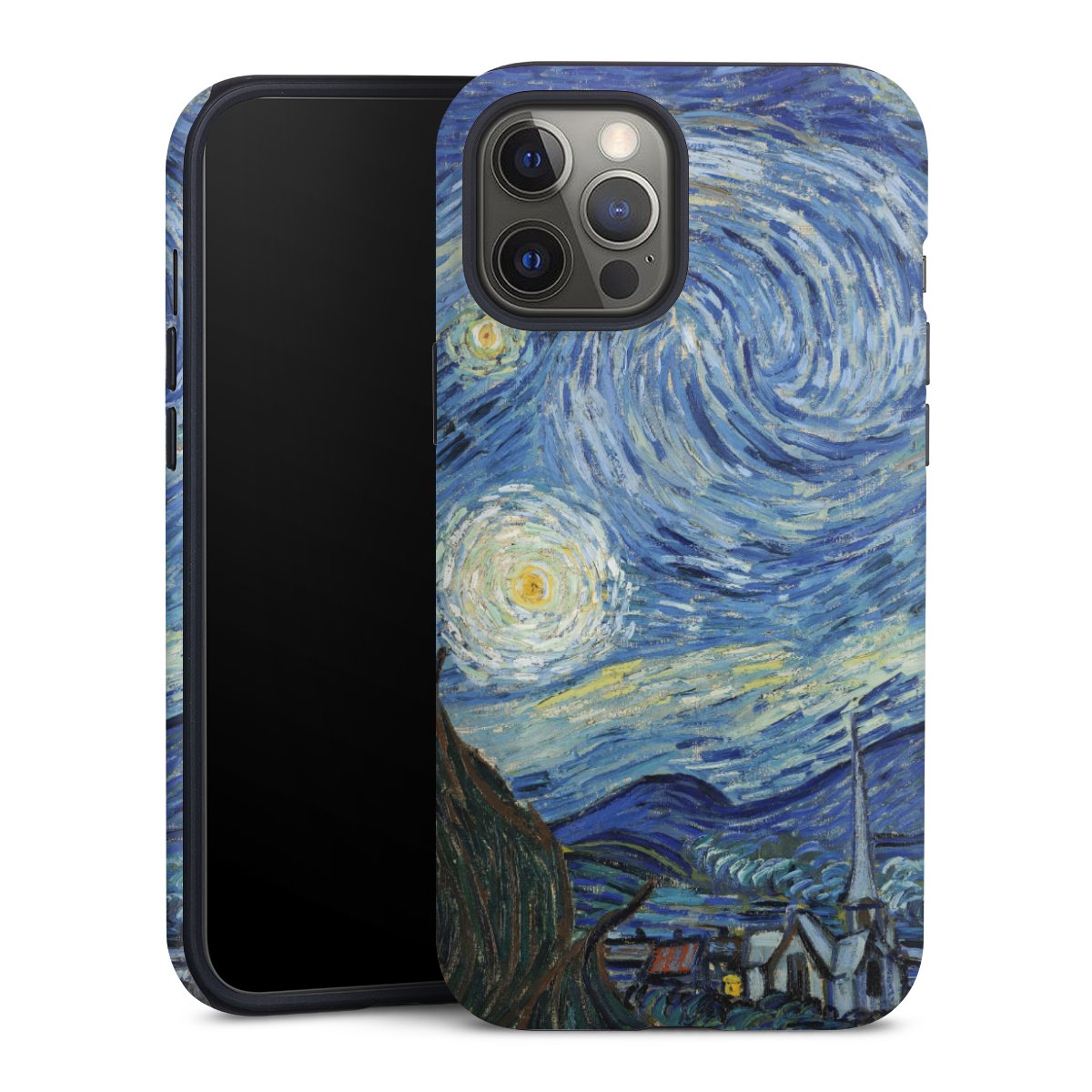 iPhone 12 Pro Max Handy Panzer Handyhülle robuste Outdoor Hülle Schutzhülle matt Kunst The Starry Night Vincent Van Gogh Tough Case