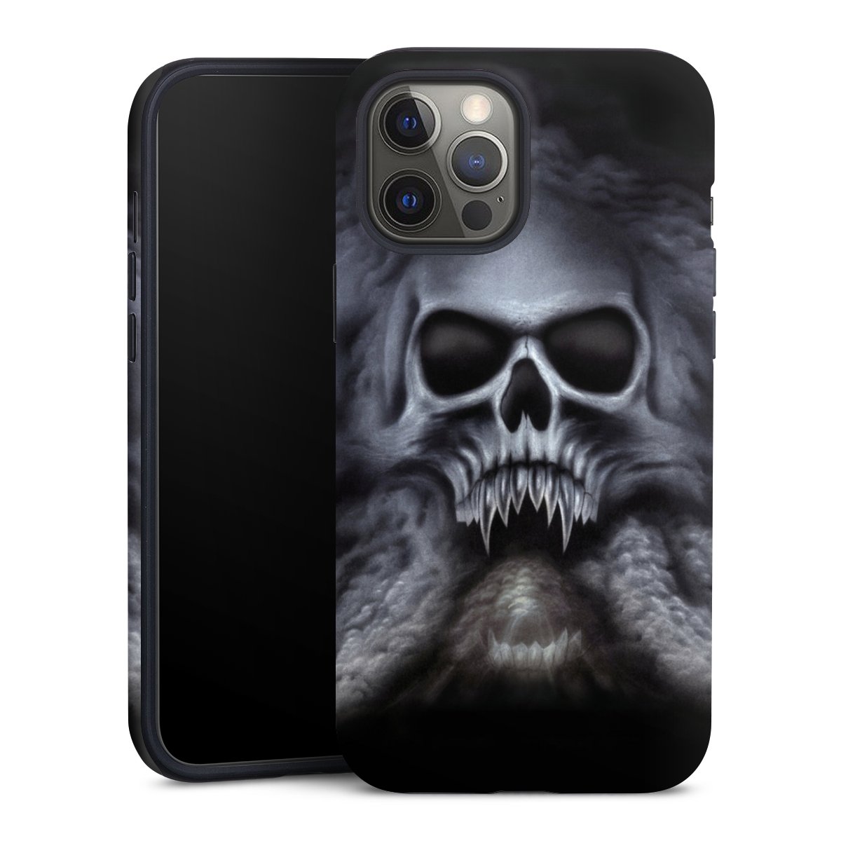 iPhone 12 Pro Max Handy Panzer Handyhülle robuste Outdoor Hülle Schutzhülle matt Skull Totenkopf Tough Case