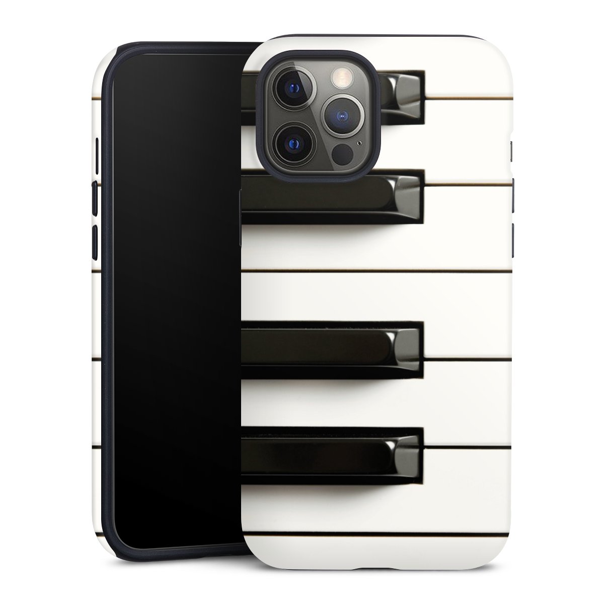 iPhone 12 Pro Max Handy Panzer Handyhülle robuste Outdoor Hülle Schutzhülle matt Klavier Music Piano Tough Case