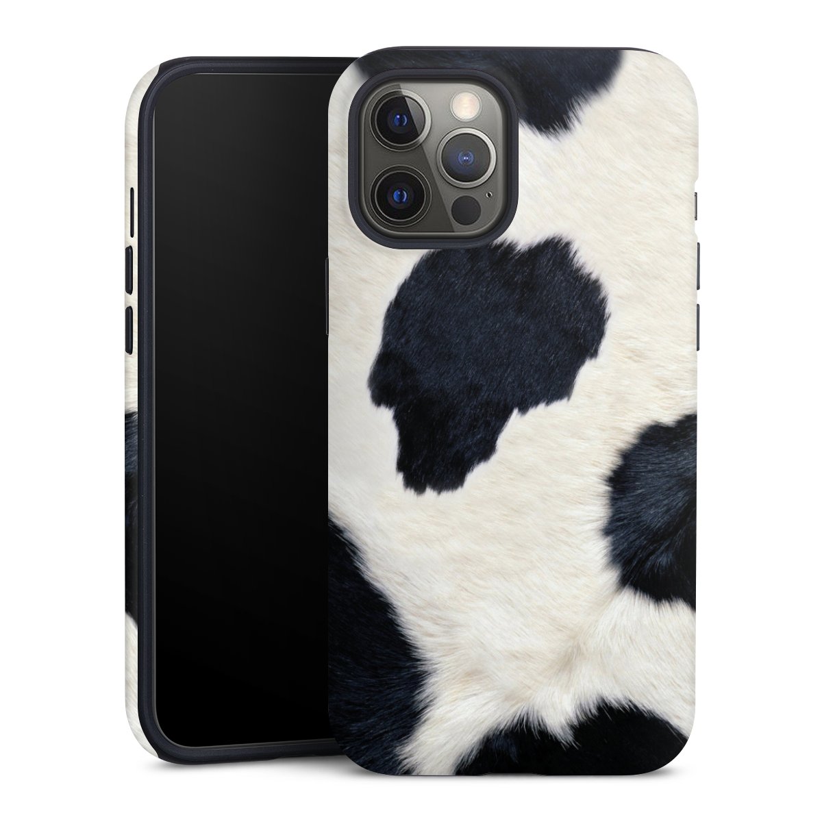 iPhone 12 Pro Max Handy Panzer Handyhülle robuste Outdoor Hülle Schutzhülle matt Animal Look Animal Print Cow Skin Tough Case