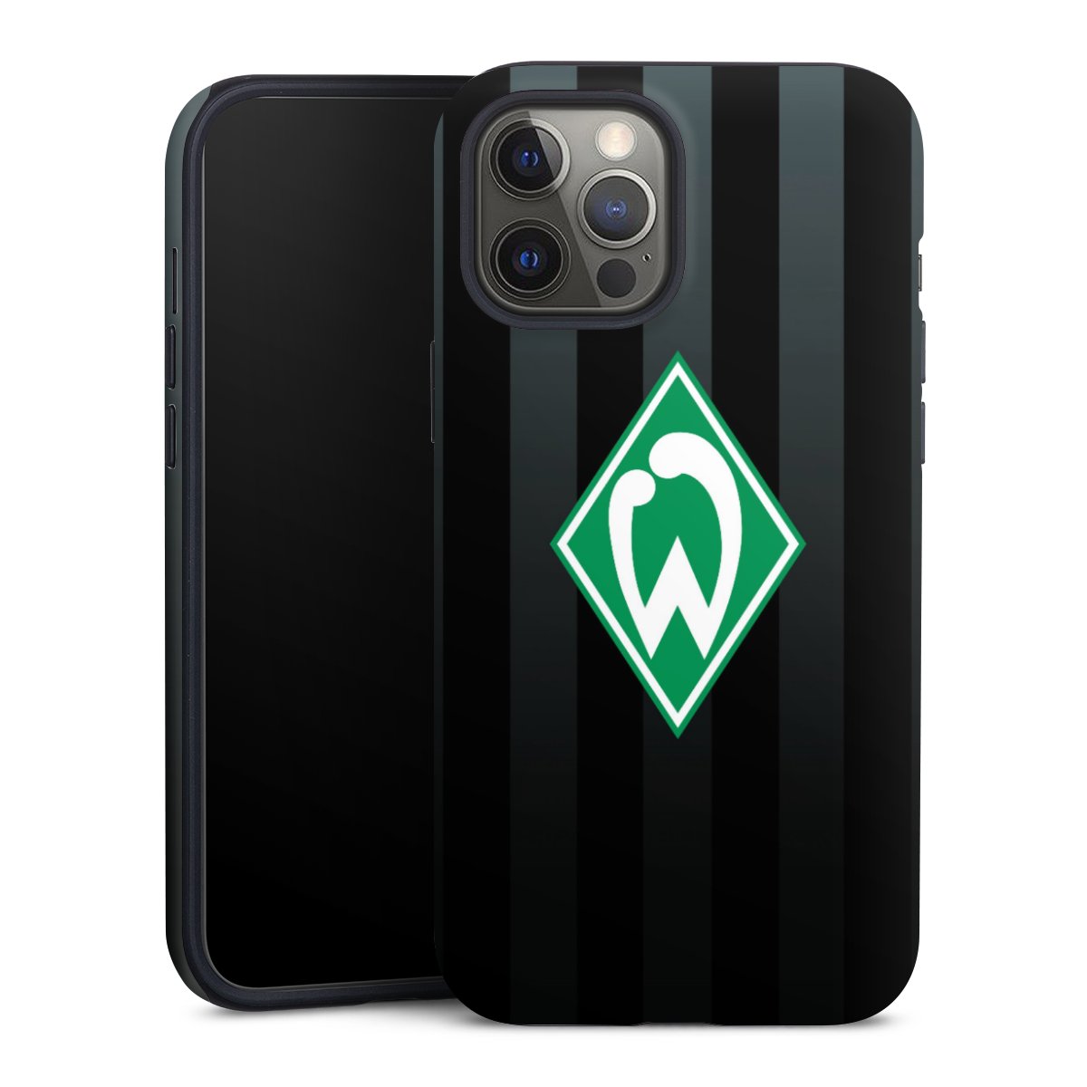 iPhone 12 Pro Max Handy Panzer Handyhülle robuste Outdoor Hülle Schutzhülle matt Official Licensed Product Sv Werder Bremen Stripes Tough Case