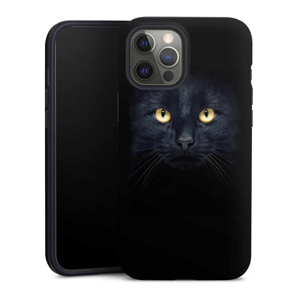 iPhone 12 Pro Max Handy Panzer Handyhülle robuste Outdoor Hülle Schutzhülle matt Black Eye Cat Tough Case