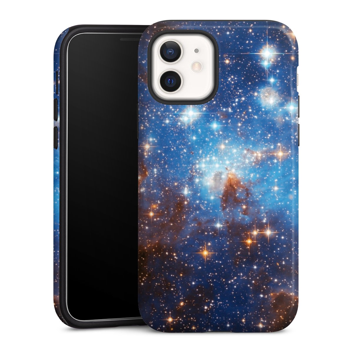 iPhone 12 mini Handy Panzer Handyhülle robuste Outdoor Hülle Schutzhülle glänzend Star Weltall Galaxy Tough Case