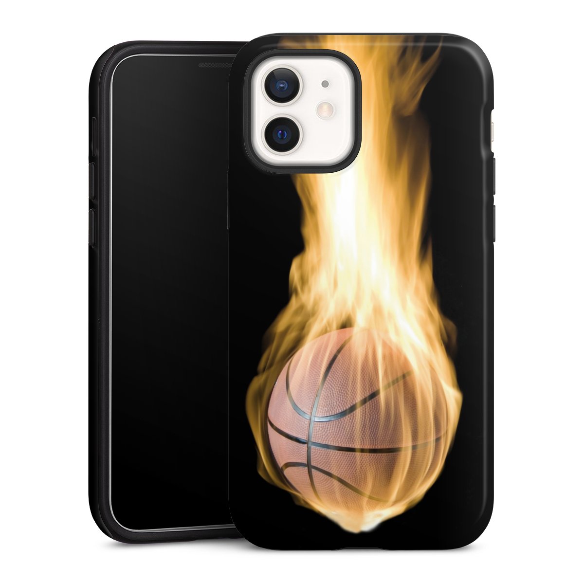 iPhone 12 mini Handy Panzer Handyhülle robuste Outdoor Hülle Schutzhülle glänzend Basketball Sports Fire Tough Case