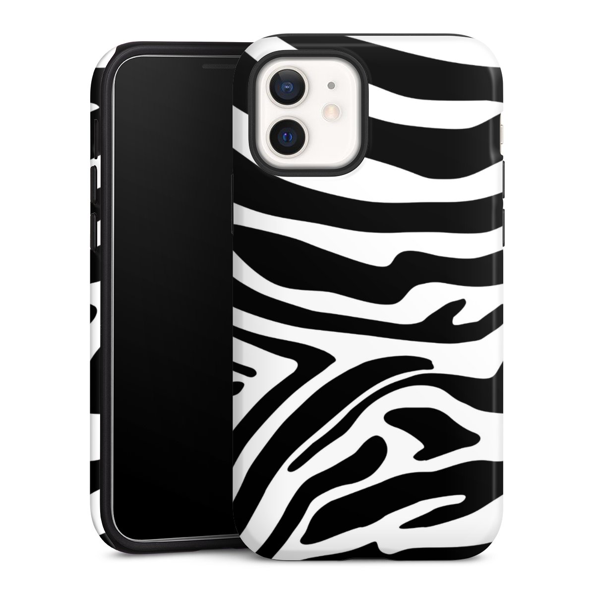 iPhone 12 mini Handy Panzer Handyhülle robuste Outdoor Hülle Schutzhülle glänzend Zebra Animal Look Animal Print Tough Case