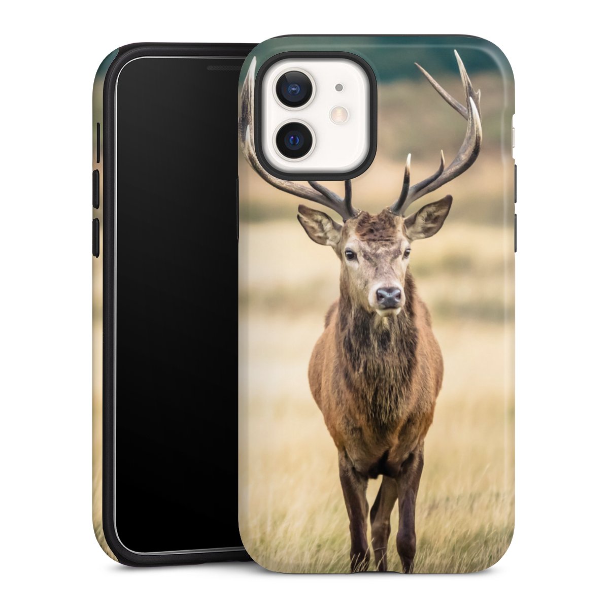 iPhone 12 mini Handy Panzer Handyhülle robuste Outdoor Hülle Schutzhülle glänzend Deer Meadow Forrest Tough Case