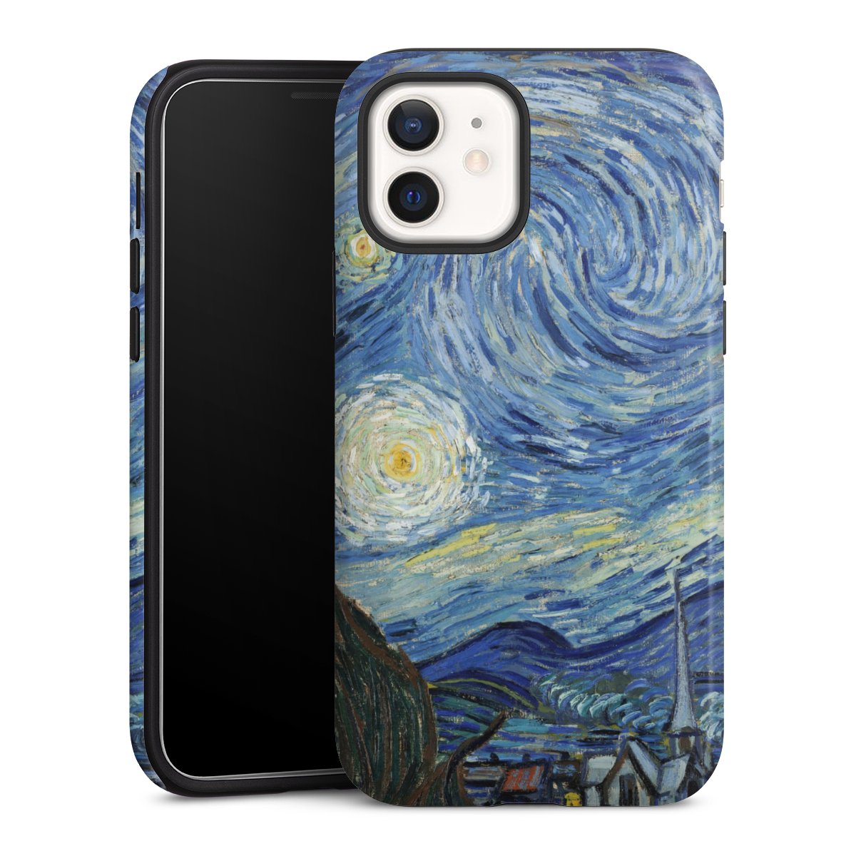 iPhone 12 mini Handy Panzer Handyhülle robuste Outdoor Hülle Schutzhülle glänzend The Starry Night Kunst Vincent Van Gogh Tough Case